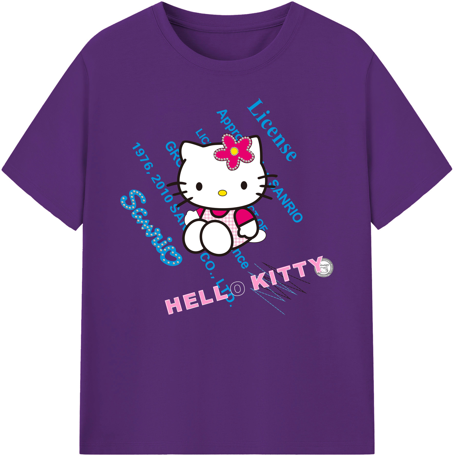 （画像用） Hello Kitty ハローキティ 綿100％ メンズ半袖Tシャツ｜肌触りやわらか＆通気性