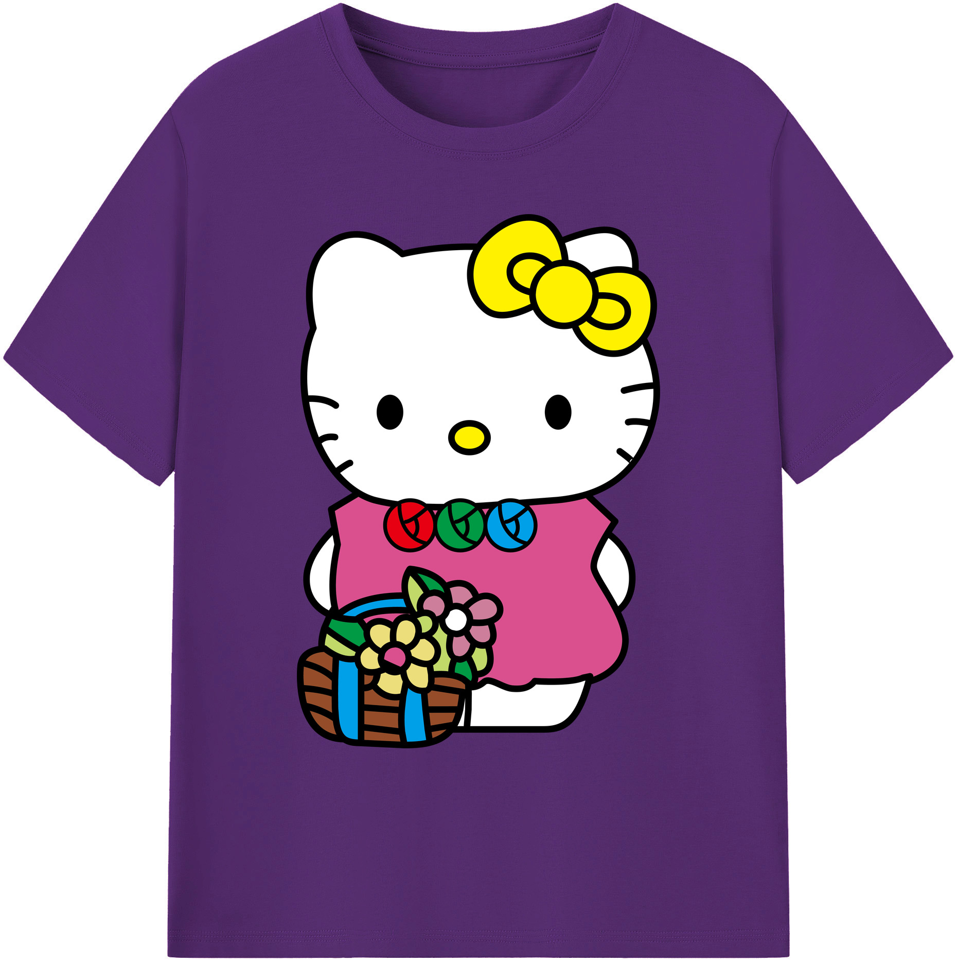 （画像用） Hello Kitty ハローキティ 綿100％ メンズ半袖Tシャツ｜肌触りやわらか＆通気性