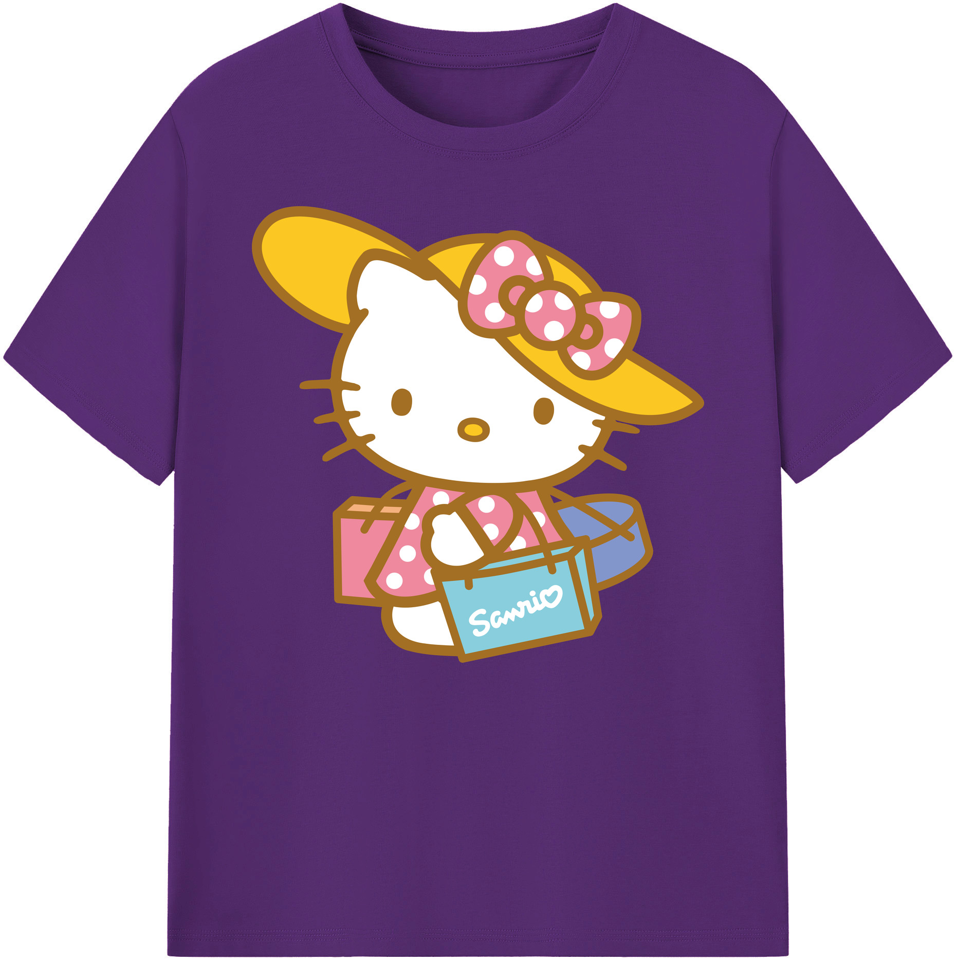 （画像用） Hello Kitty ハローキティ 綿100％ メンズ半袖Tシャツ｜肌触りやわらか＆通気性
