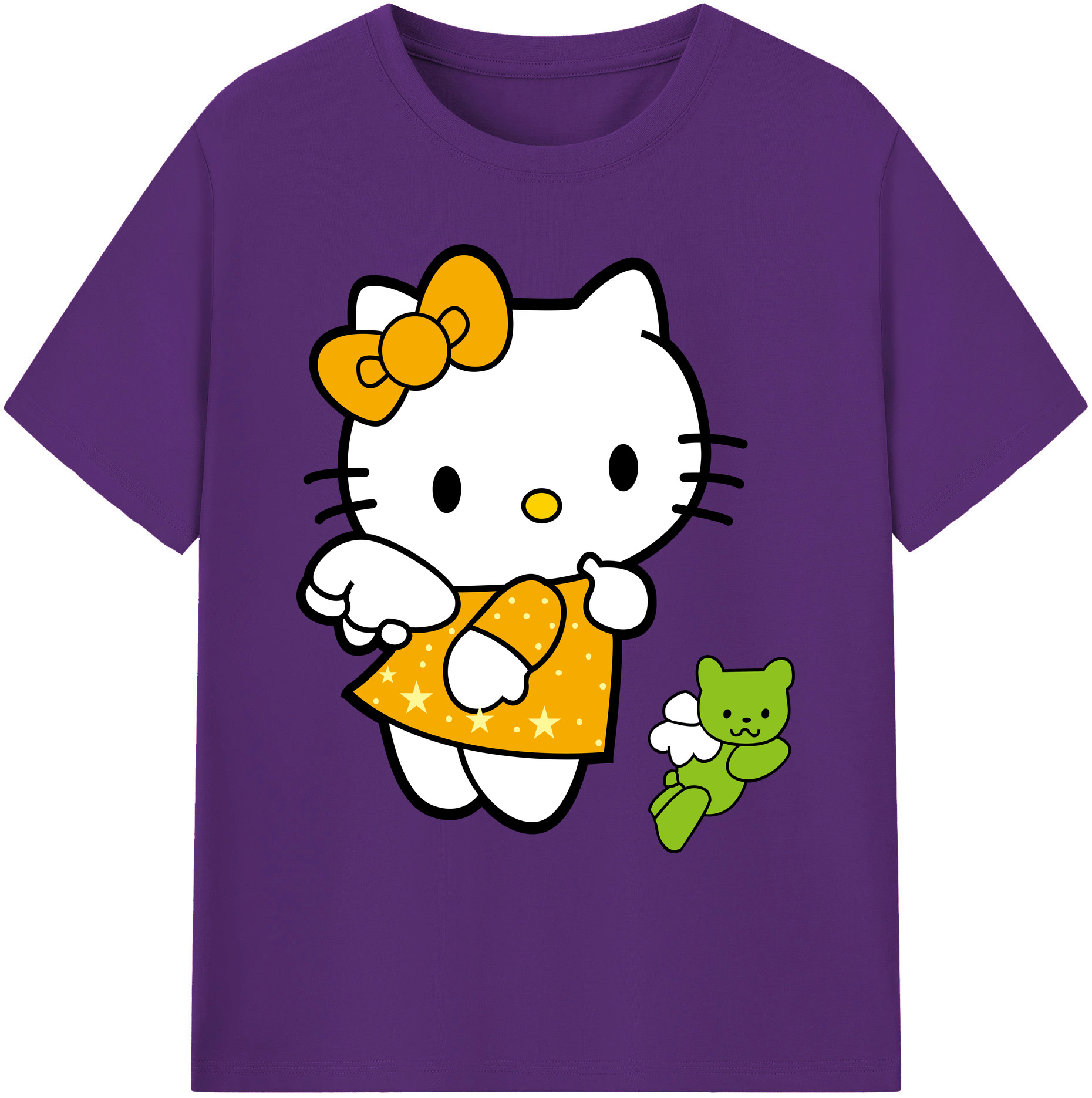 （画像用） Hello Kitty ハローキティ 綿100％ メンズ半袖Tシャツ｜肌触りやわらか＆通気性