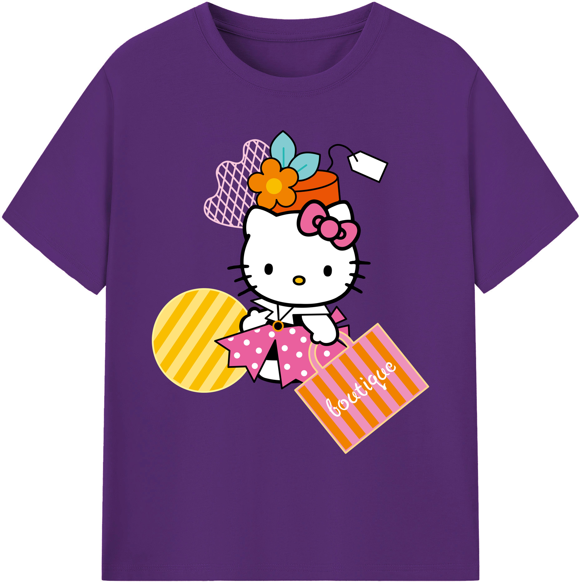 （画像用） Hello Kitty ハローキティ 綿100％ メンズ半袖Tシャツ｜肌触りやわらか＆通気性
