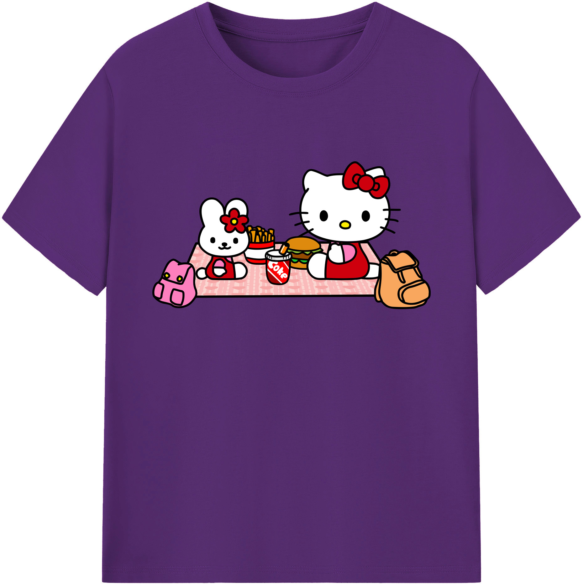 （画像用） Hello Kitty ハローキティ 綿100％ メンズ半袖Tシャツ｜肌触りやわらか＆通気性