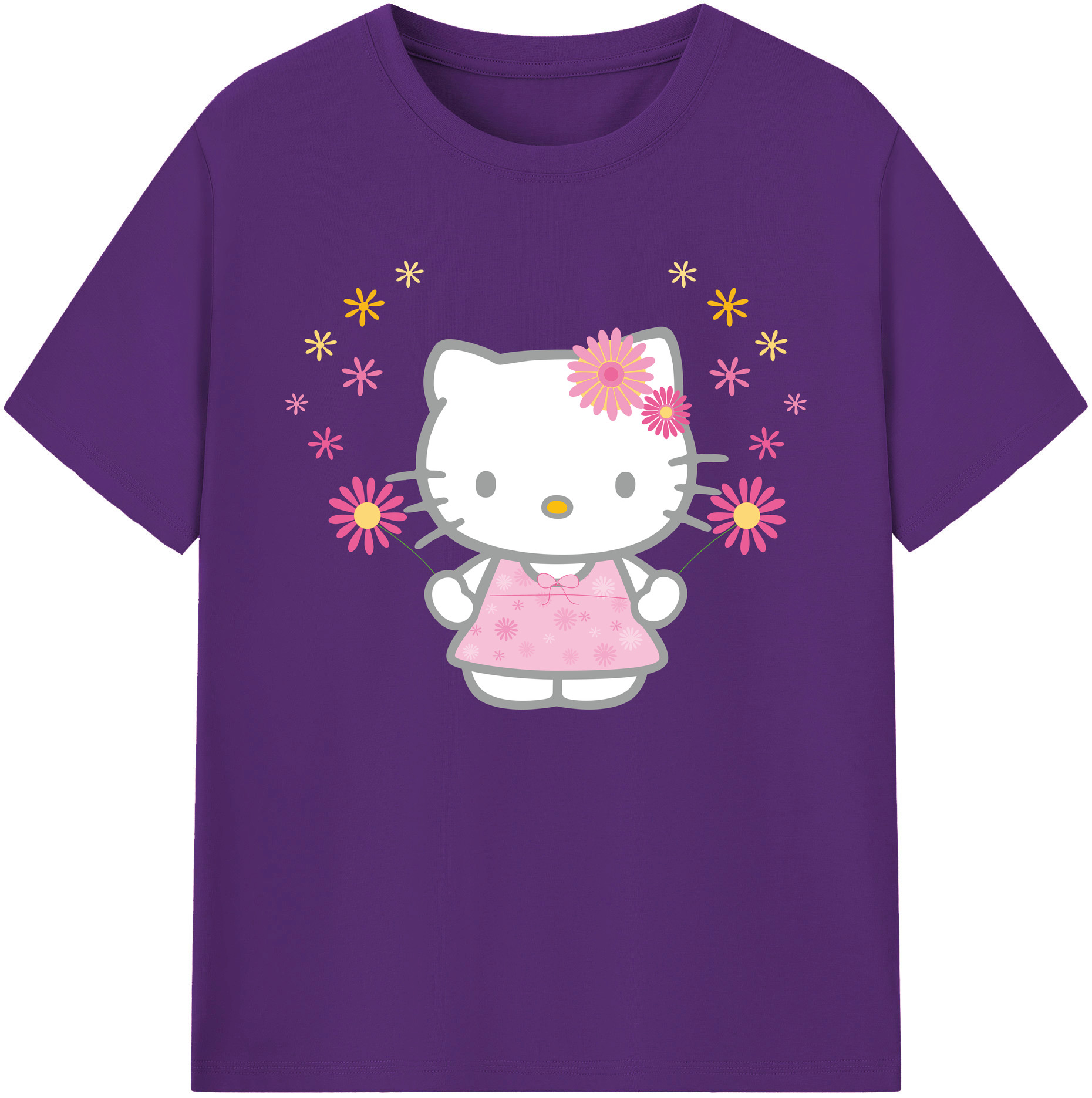 （画像用） Hello Kitty ハローキティ 綿100％ メンズ半袖Tシャツ｜肌触りやわらか＆通気性