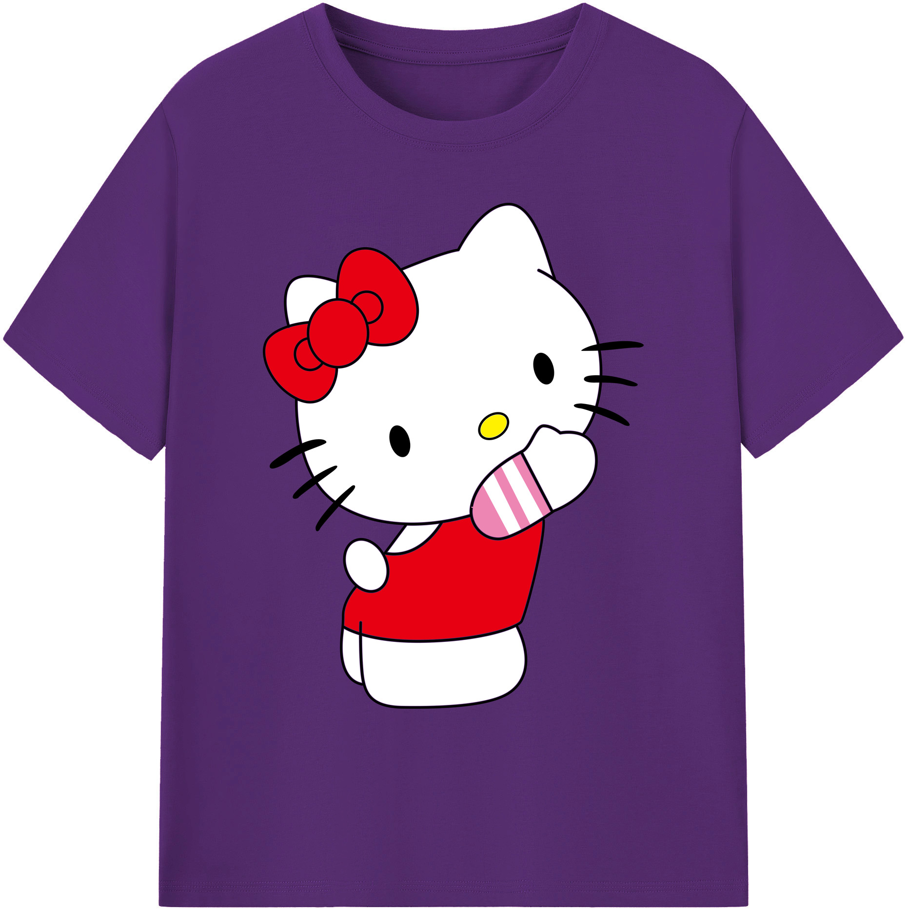 （画像用） Hello Kitty ハローキティ 綿100％ メンズ半袖Tシャツ｜肌触りやわらか＆通気性