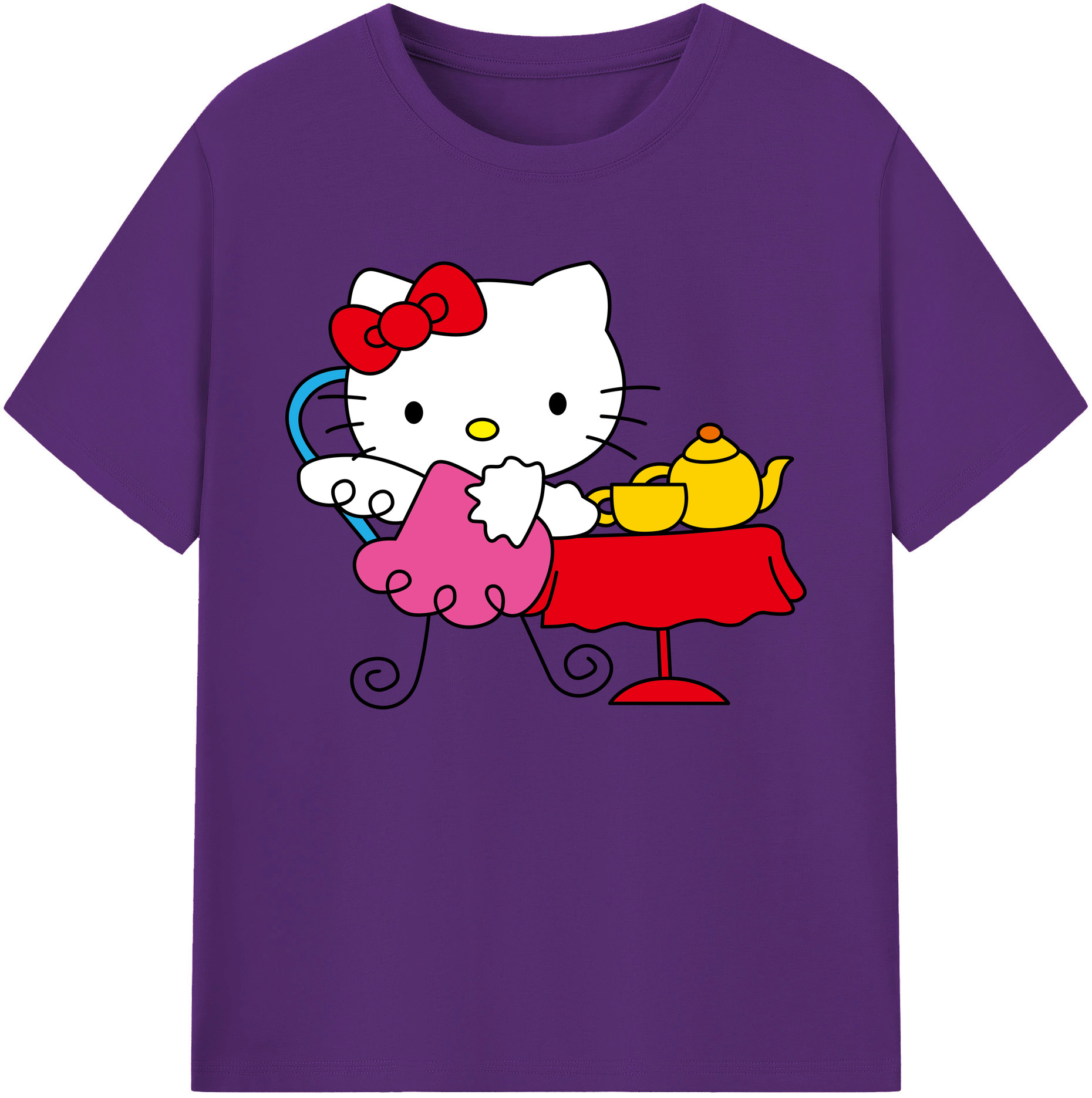 （画像用） Hello Kitty ハローキティ 綿100％ メンズ半袖Tシャツ｜肌触りやわらか＆通気性