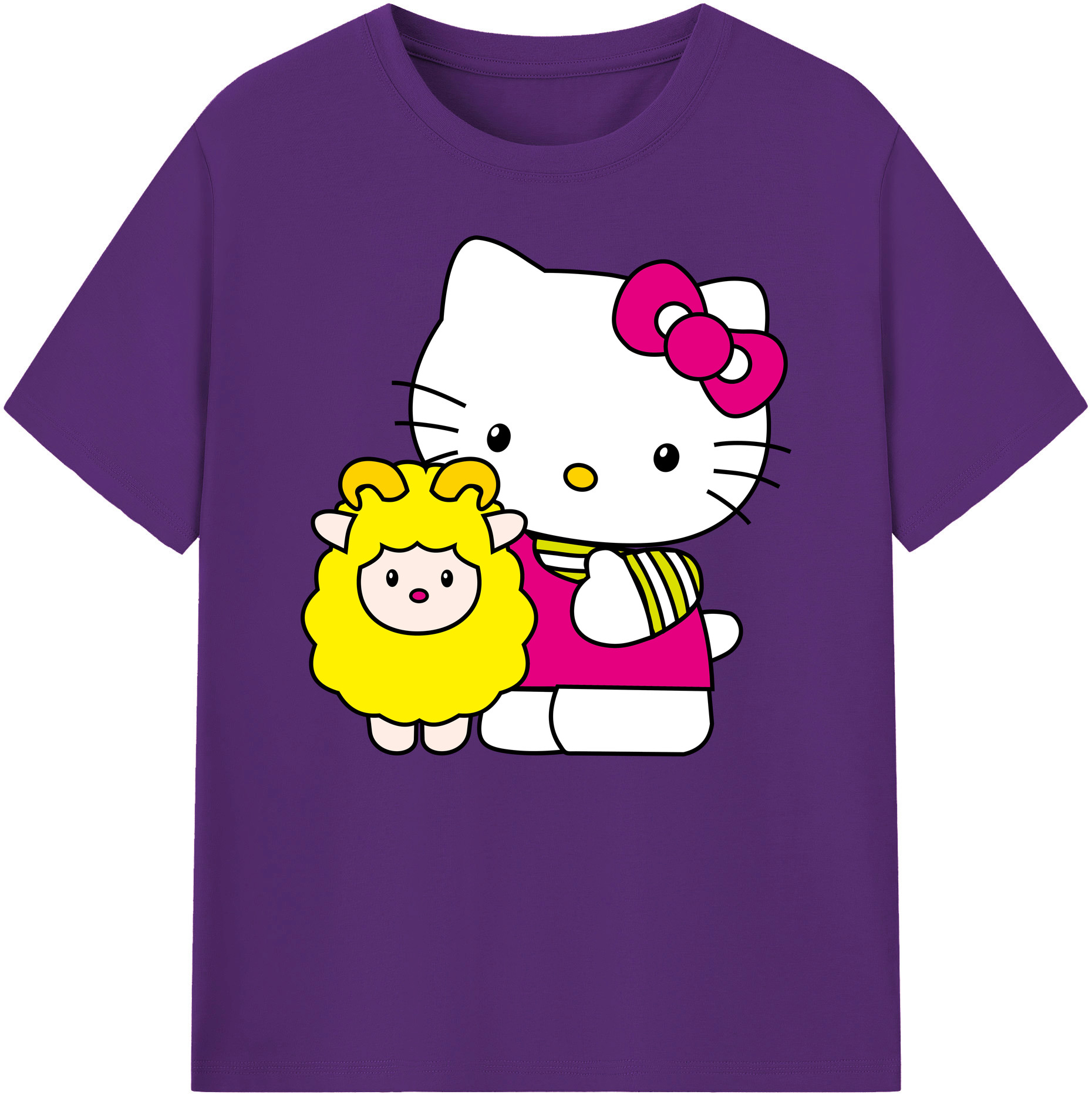 （画像用） Hello Kitty ハローキティ 綿100％ メンズ半袖Tシャツ｜肌触りやわらか＆通気性