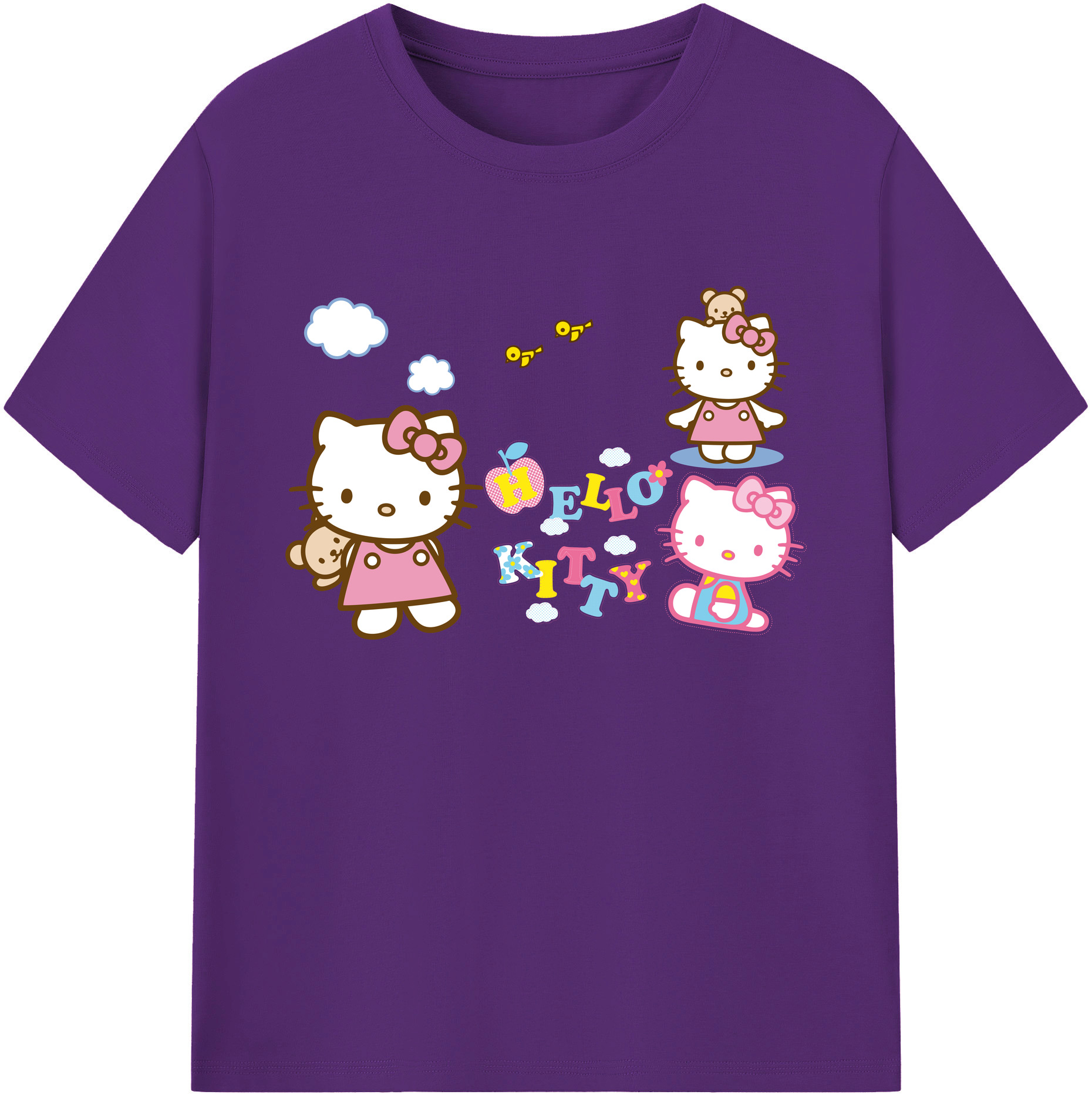 （画像用） Hello Kitty ハローキティ 綿100％ メンズ半袖Tシャツ｜肌触りやわらか＆通気性