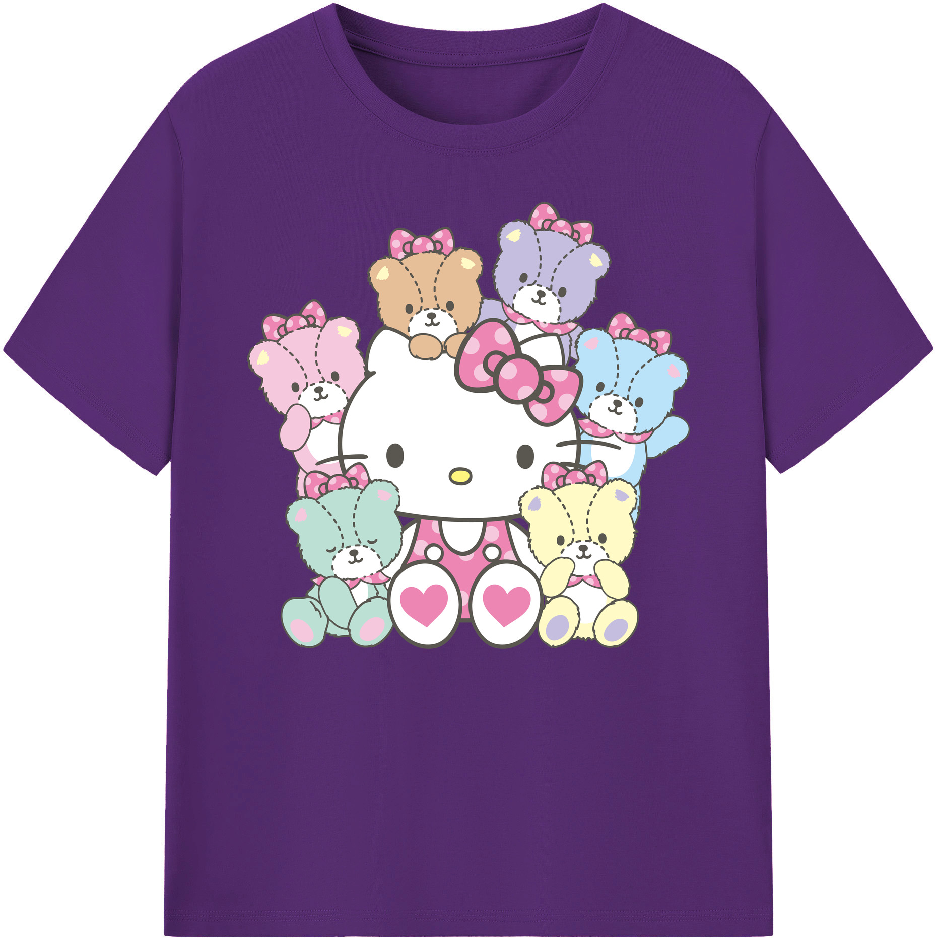 （画像用） Hello Kitty ハローキティ 綿100％ メンズ半袖Tシャツ｜肌触りやわらか＆通気性