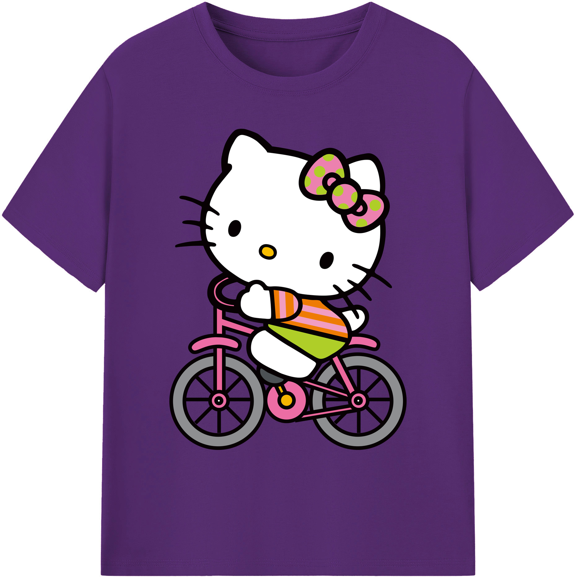 （画像用） Hello Kitty ハローキティ 綿100％ メンズ半袖Tシャツ｜肌触りやわらか＆通気性
