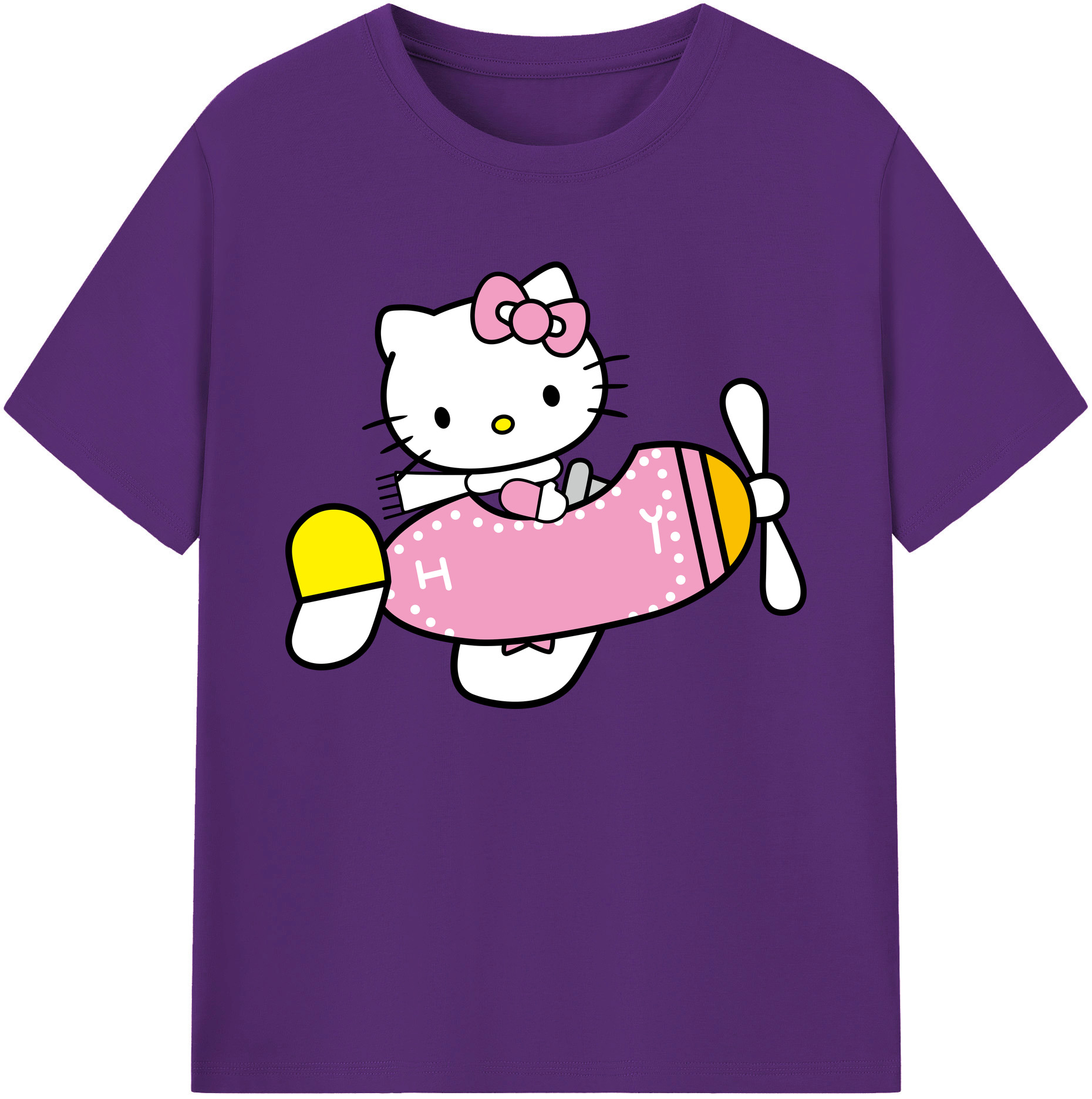 （画像用） Hello Kitty ハローキティ 綿100％ メンズ半袖Tシャツ｜肌触りやわらか＆通気性