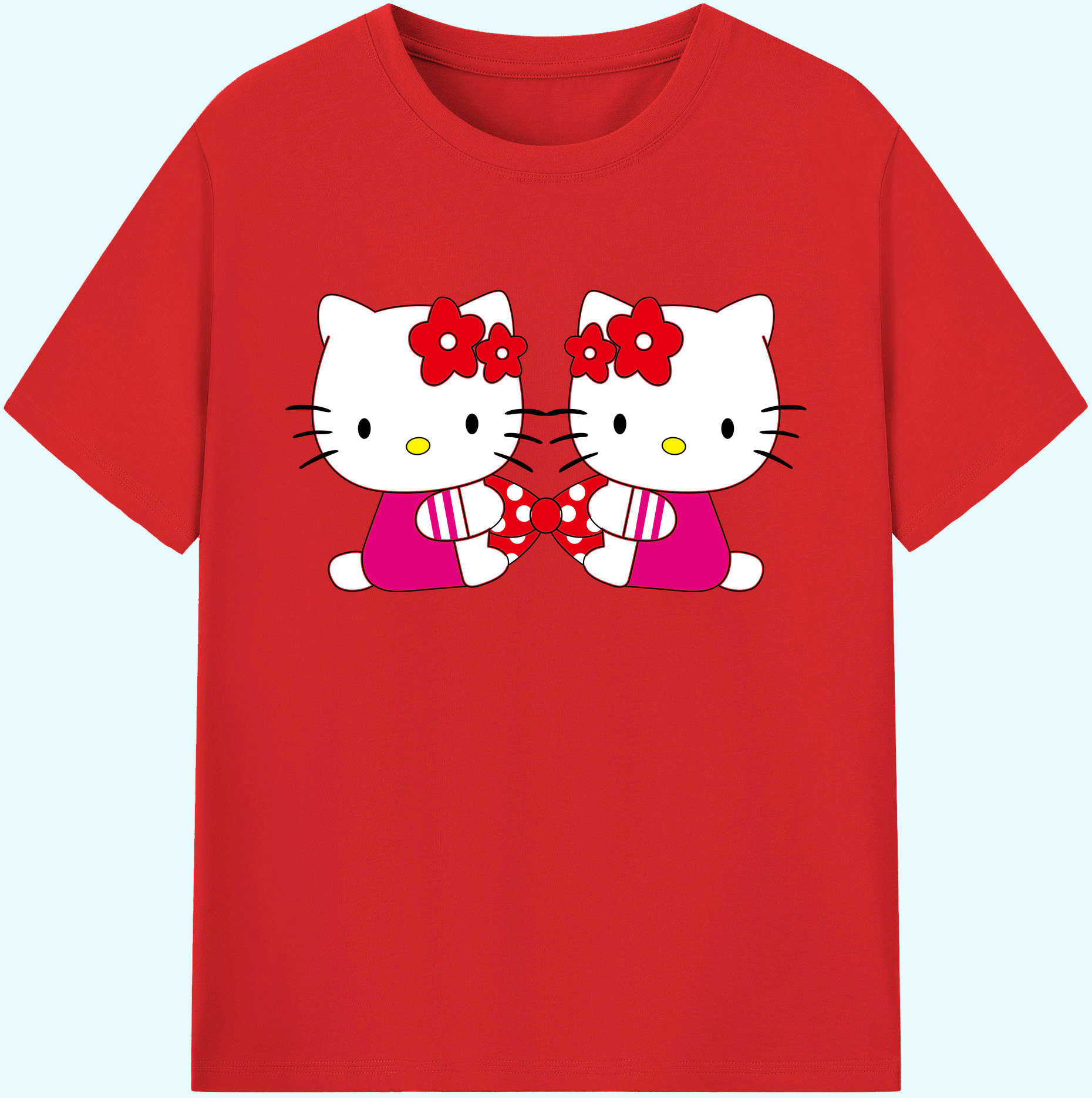 （画像用） Hello Kitty ハローキティ 綿100％ メンズ半袖Tシャツ｜肌触りやわらか＆通気性