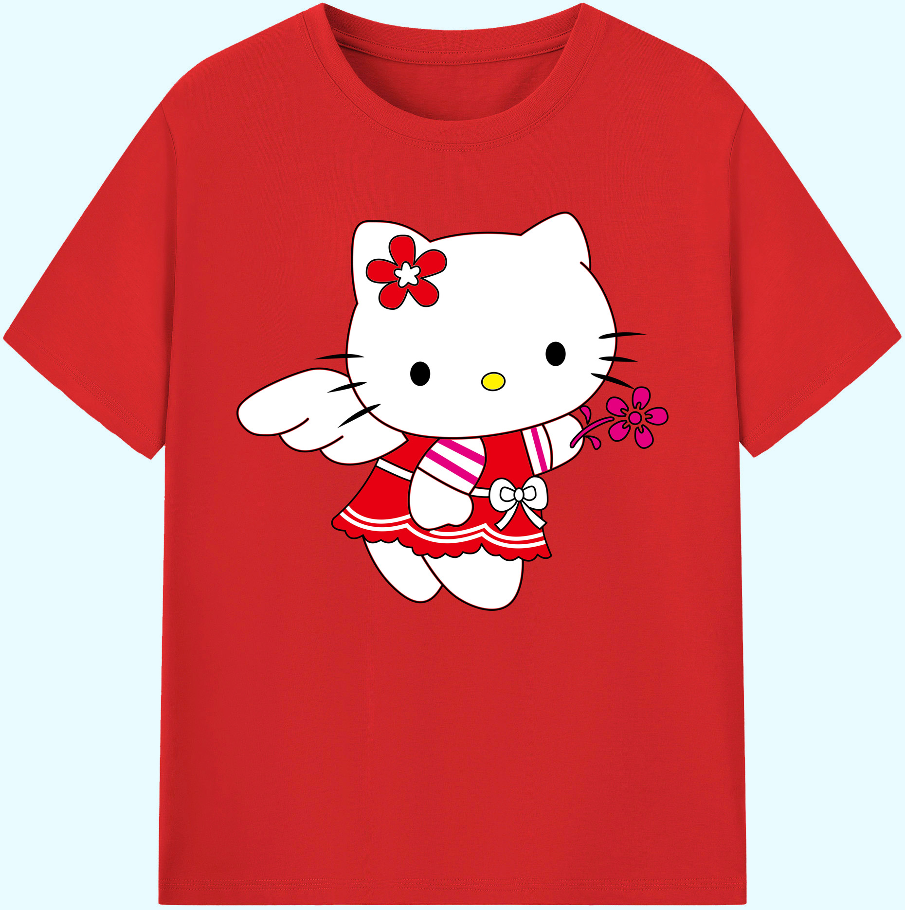 （画像用） Hello Kitty ハローキティ 綿100％ メンズ半袖Tシャツ｜肌触りやわらか＆通気性