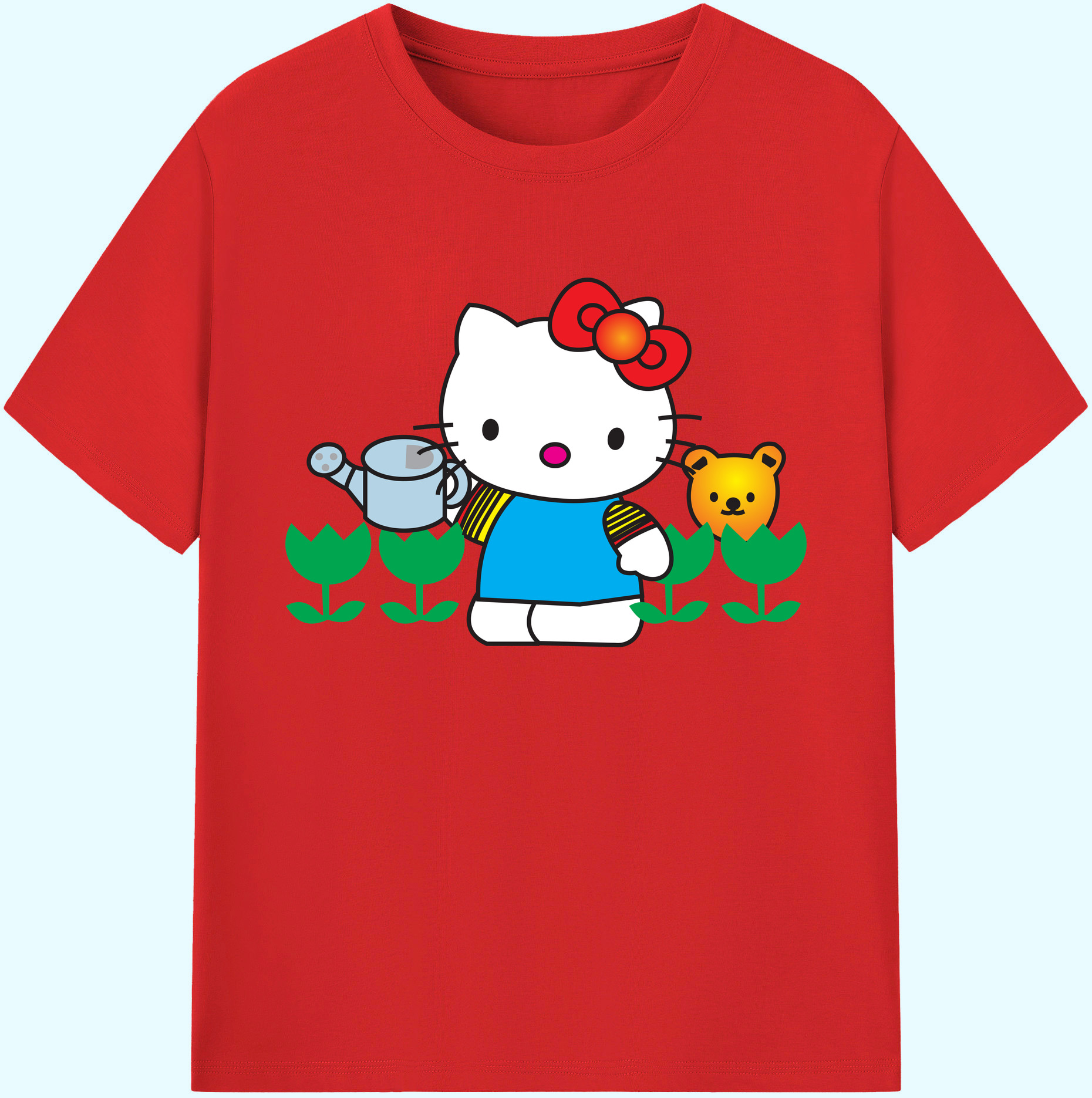 （画像用） Hello Kitty ハローキティ 綿100％ メンズ半袖Tシャツ｜肌触りやわらか＆通気性