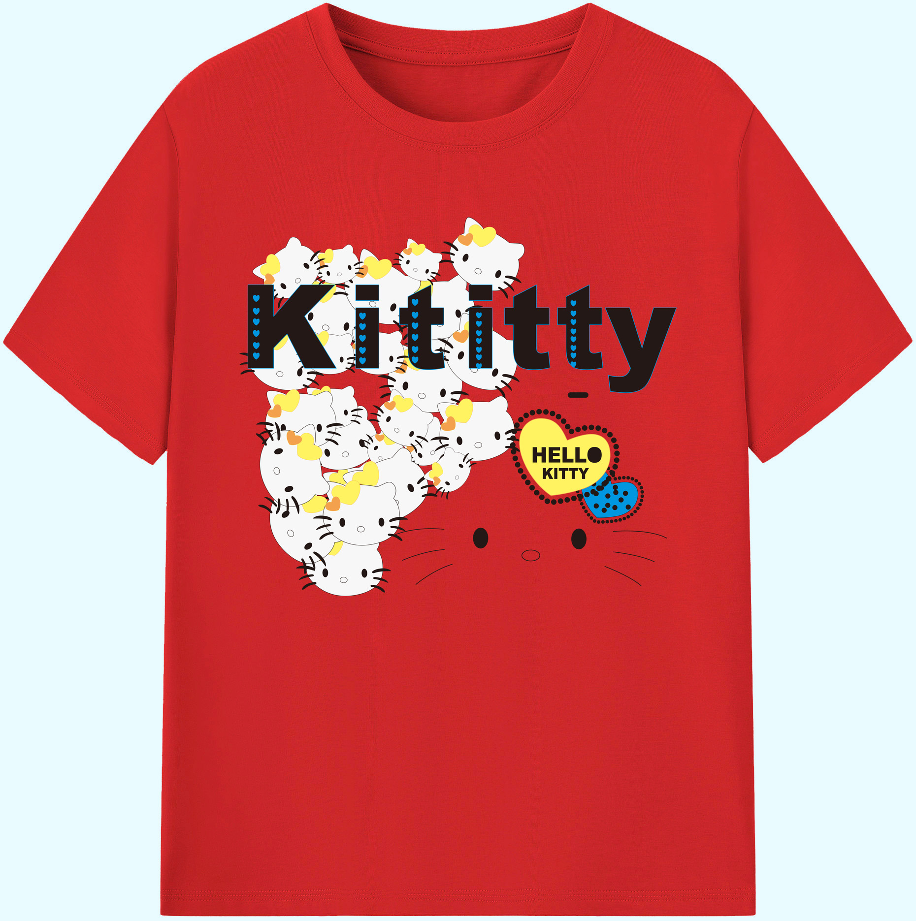 （画像用） Hello Kitty ハローキティ 綿100％ メンズ半袖Tシャツ｜肌触りやわらか＆通気性