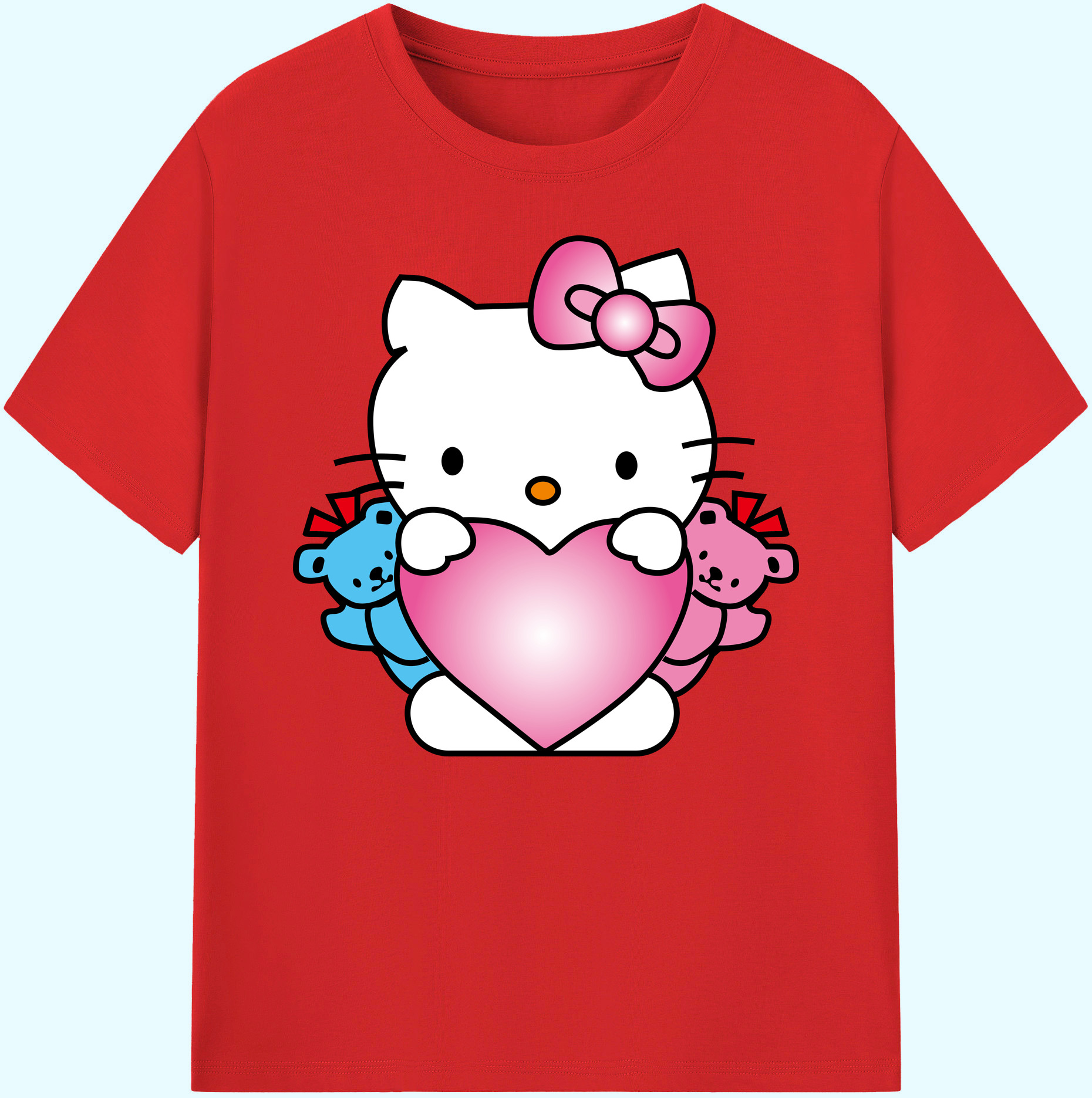 （画像用） Hello Kitty ハローキティ 綿100％ メンズ半袖Tシャツ｜肌触りやわらか＆通気性