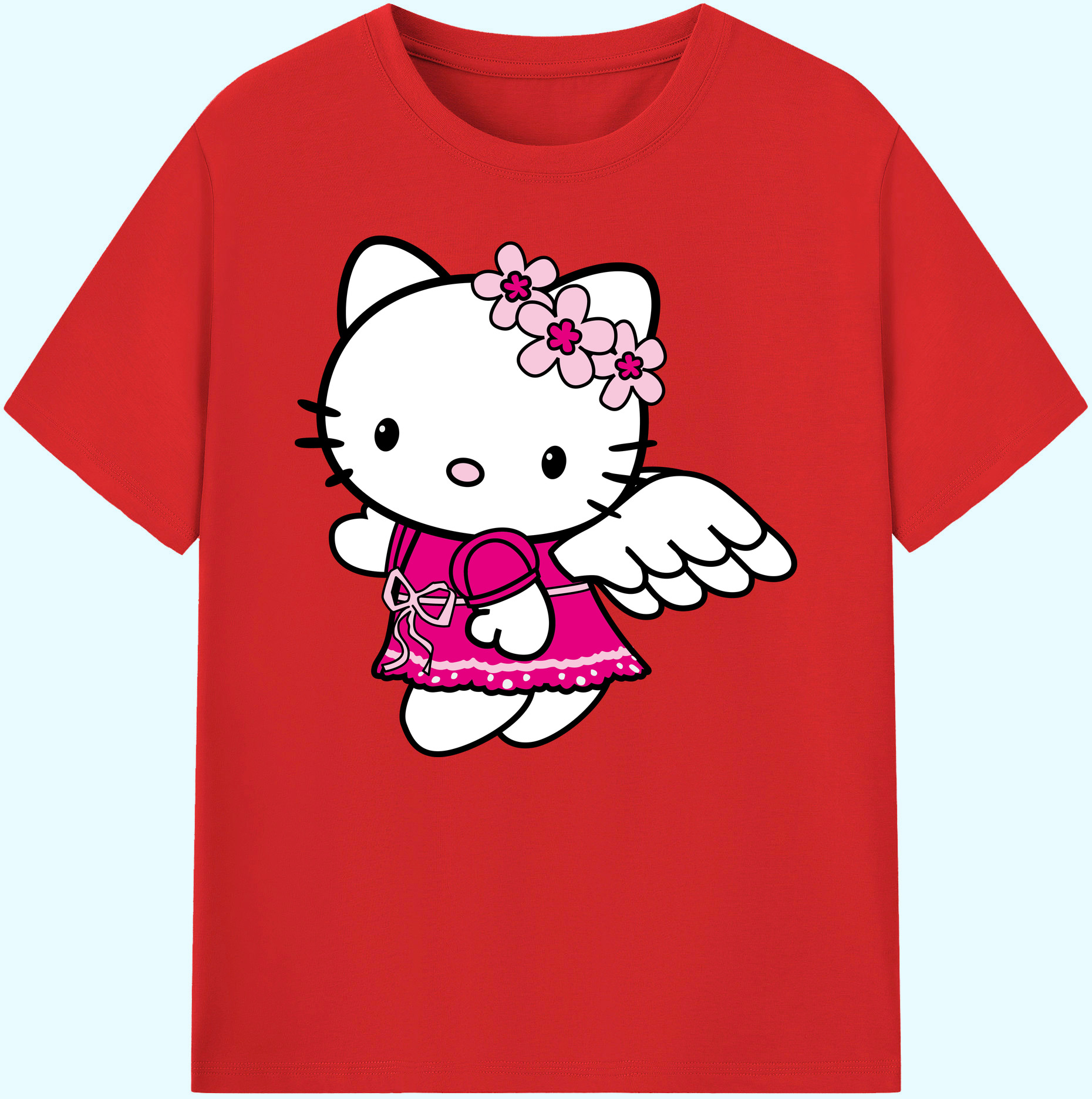 （画像用） Hello Kitty ハローキティ 綿100％ メンズ半袖Tシャツ｜肌触りやわらか＆通気性