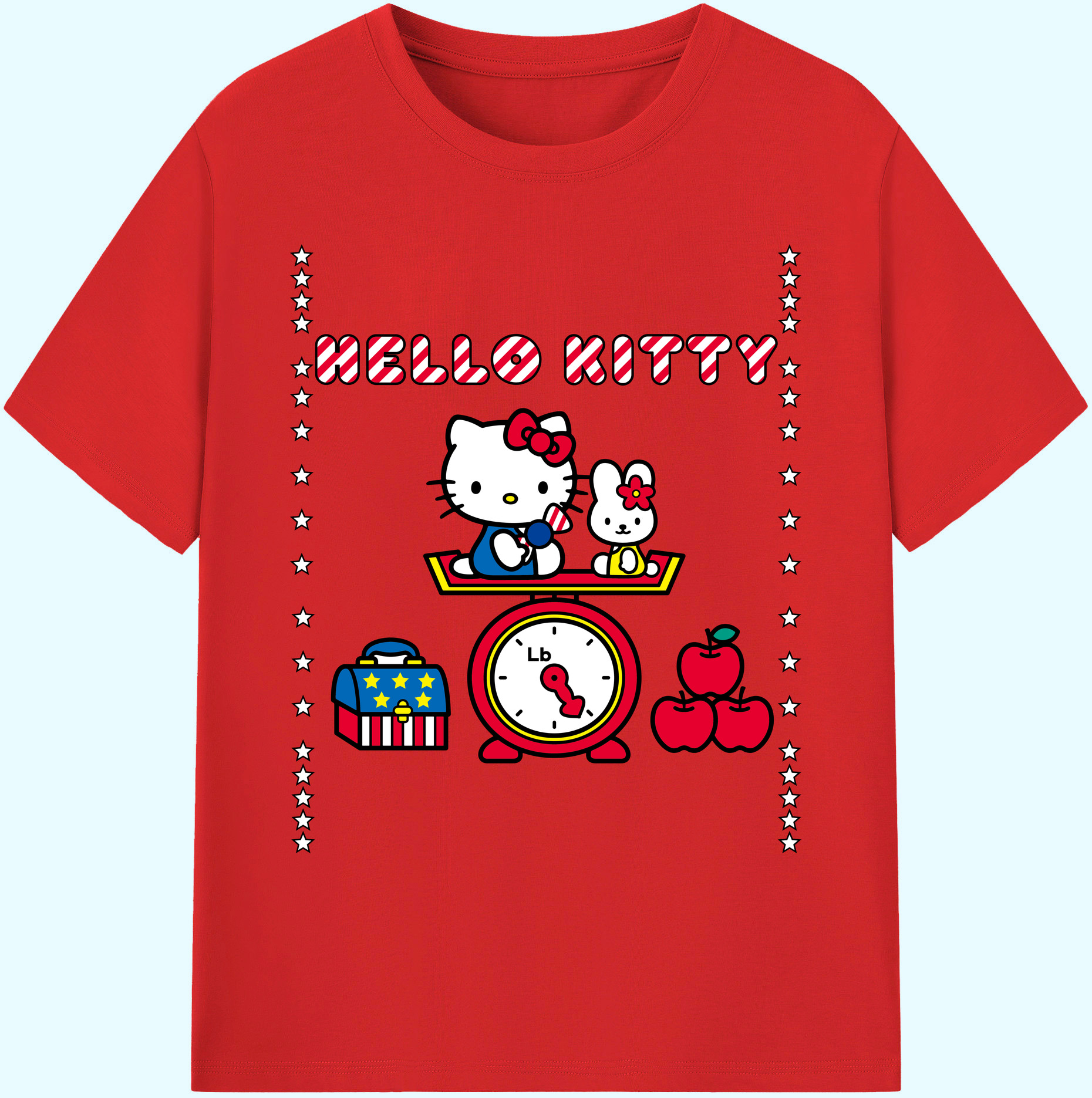 （画像用） Hello Kitty ハローキティ 綿100％ メンズ半袖Tシャツ｜肌触りやわらか＆通気性