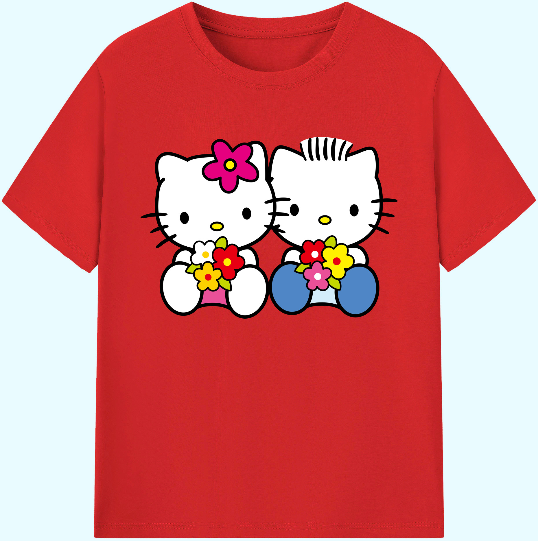 （画像用） Hello Kitty ハローキティ 綿100％ メンズ半袖Tシャツ｜肌触りやわらか＆通気性