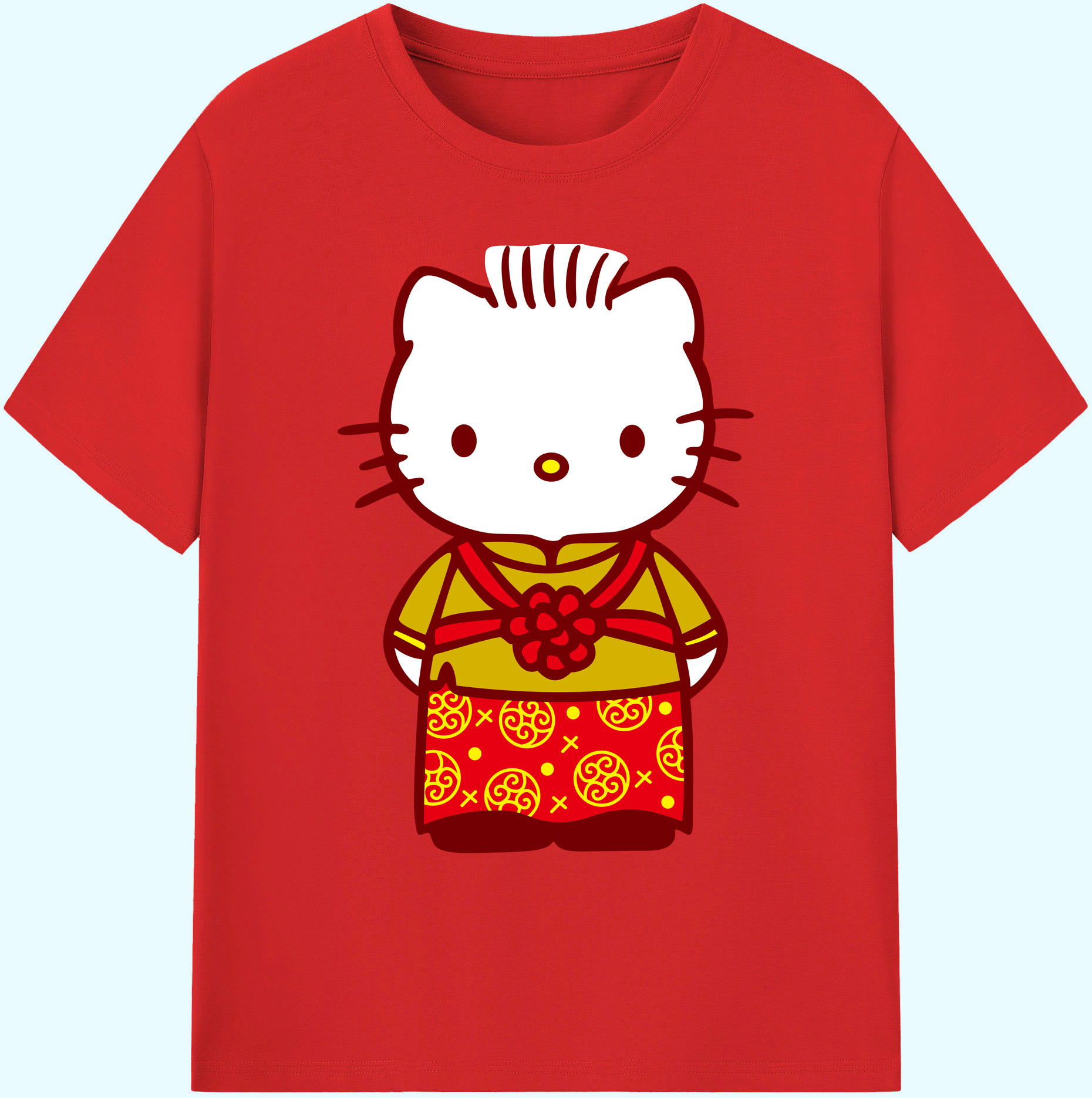 （画像用） Hello Kitty ハローキティ 綿100％ メンズ半袖Tシャツ｜肌触りやわらか＆通気性