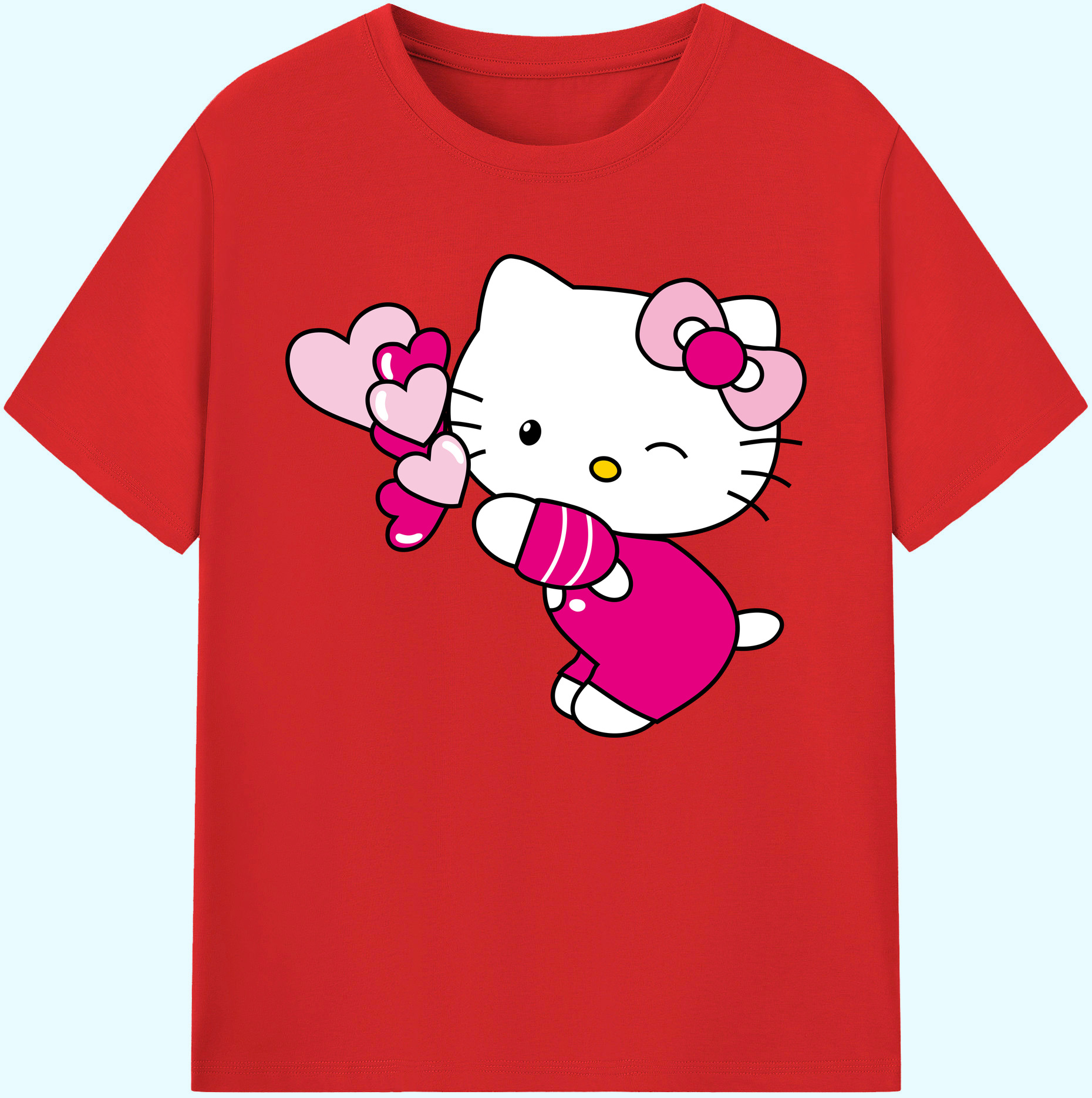 （画像用） Hello Kitty ハローキティ 綿100％ メンズ半袖Tシャツ｜肌触りやわらか＆通気性