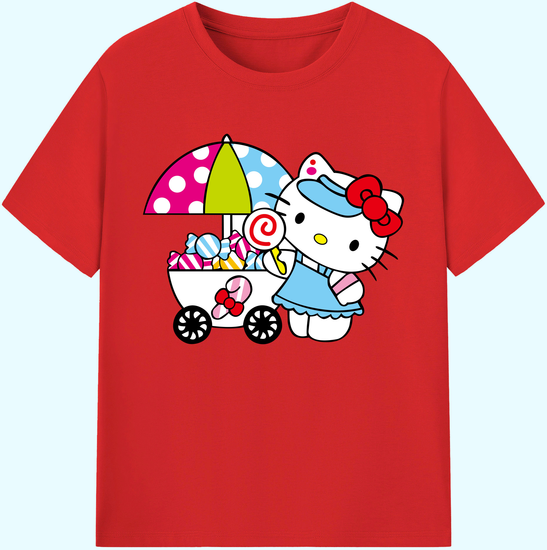 （画像用） Hello Kitty ハローキティ 綿100％ メンズ半袖Tシャツ｜肌触りやわらか＆通気性