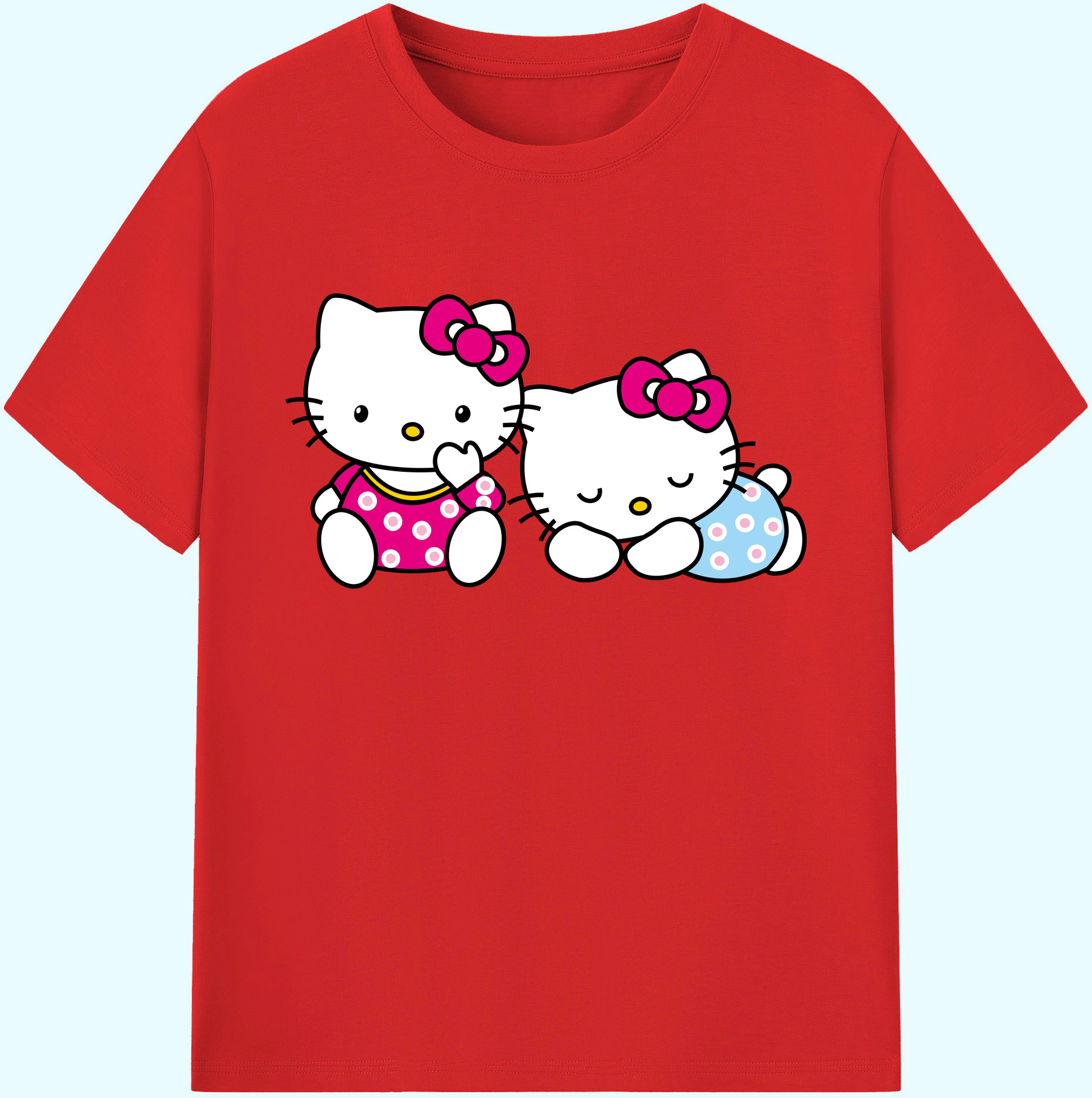 （画像用） Hello Kitty ハローキティ 綿100％ メンズ半袖Tシャツ｜肌触りやわらか＆通気性