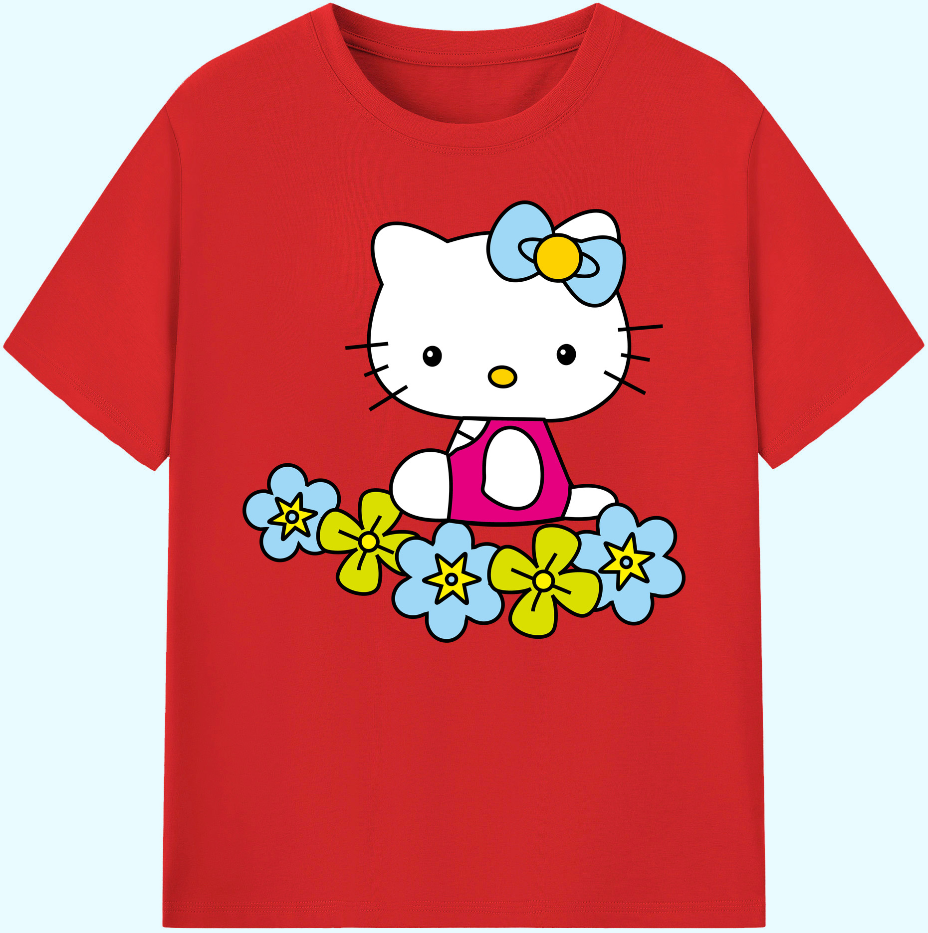 （画像用） Hello Kitty ハローキティ 綿100％ メンズ半袖Tシャツ｜肌触りやわらか＆通気性