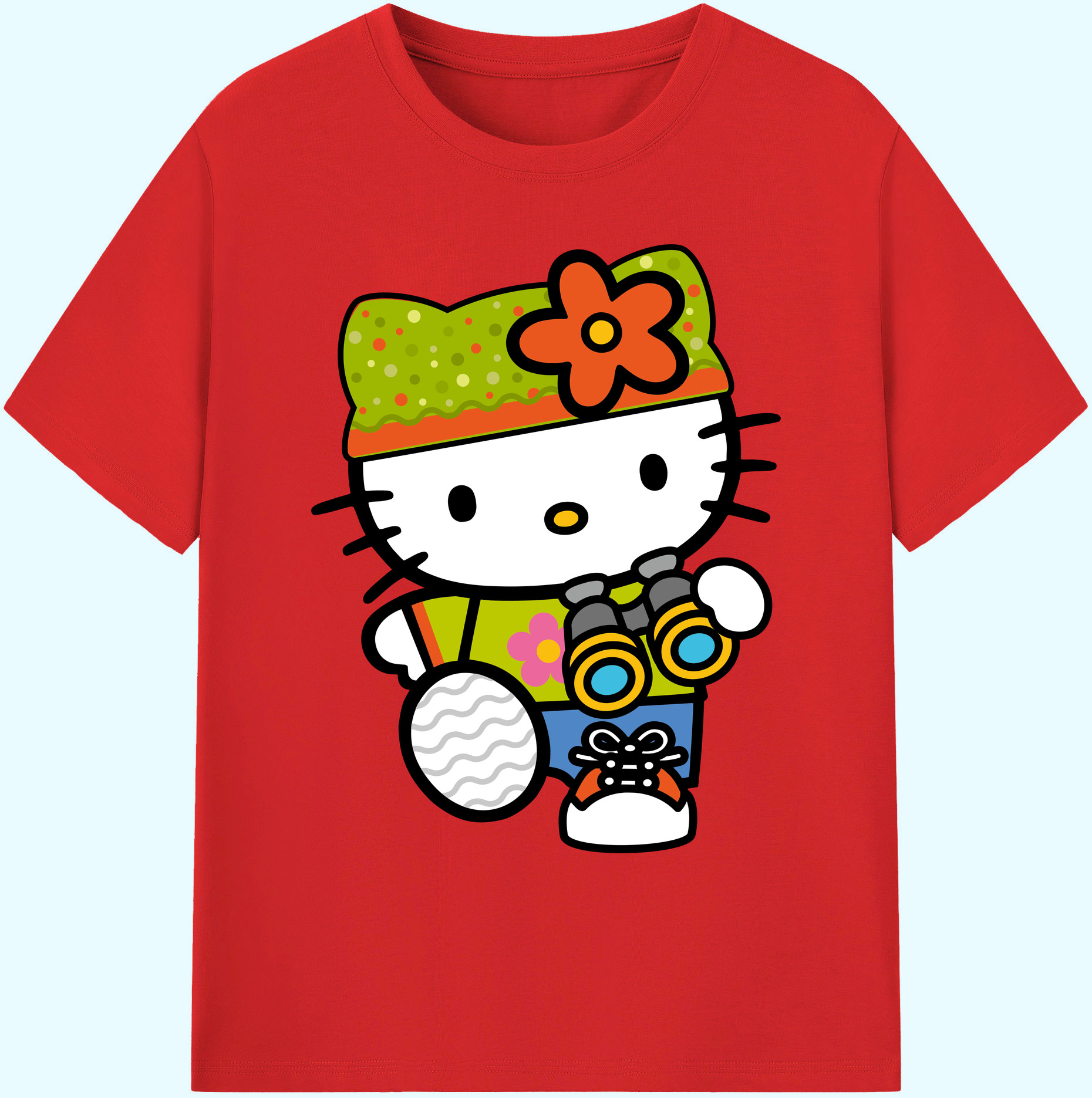 （画像用） Hello Kitty ハローキティ 綿100％ メンズ半袖Tシャツ｜肌触りやわらか＆通気性