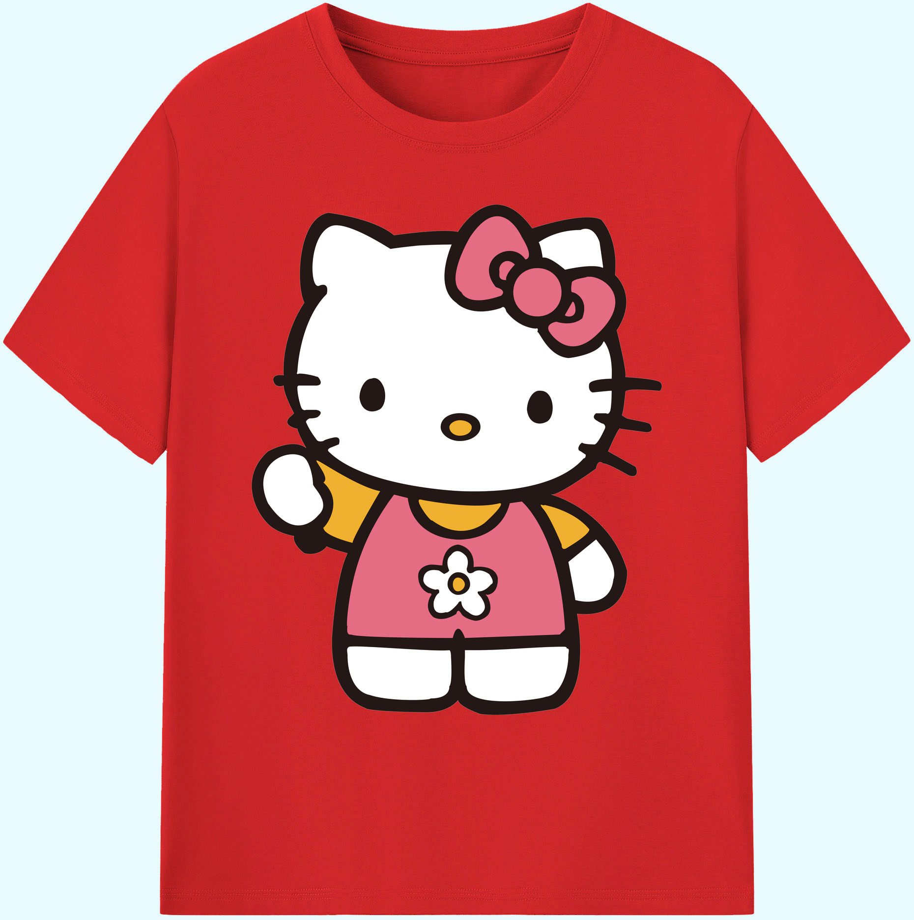 （画像用） Hello Kitty ハローキティ 綿100％ メンズ半袖Tシャツ｜肌触りやわらか＆通気性