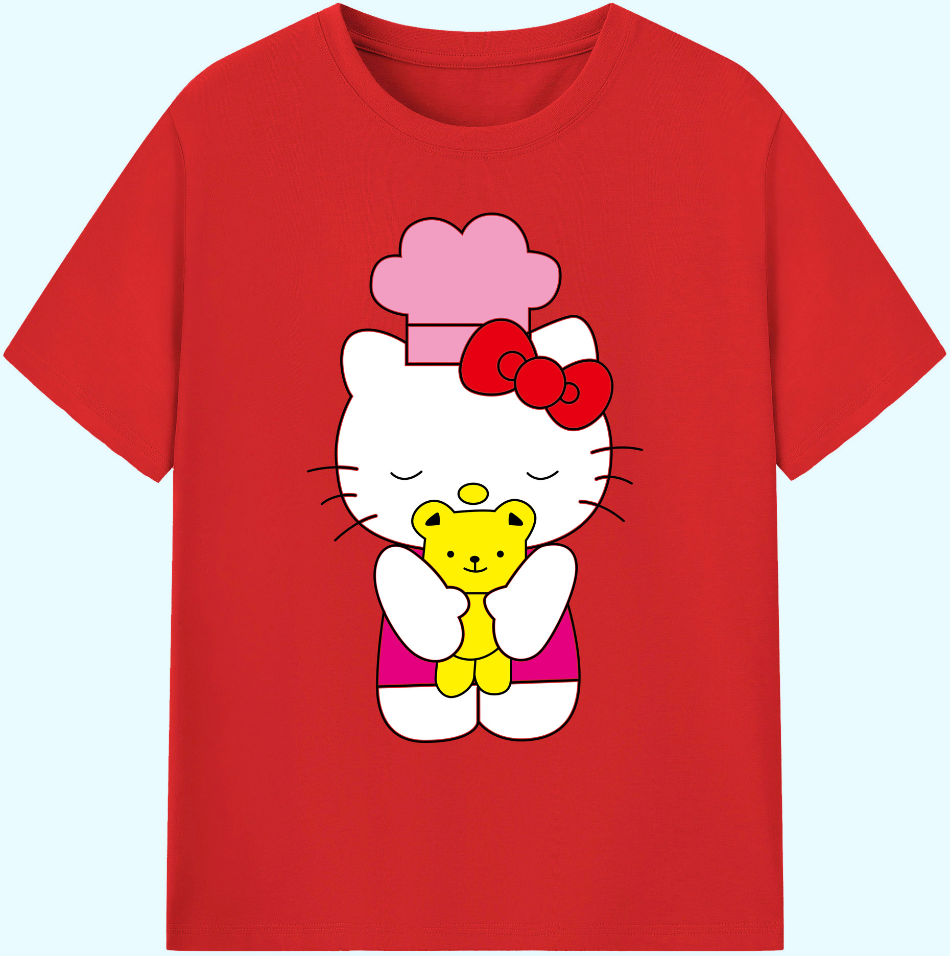 （画像用） Hello Kitty ハローキティ 綿100％ メンズ半袖Tシャツ｜肌触りやわらか＆通気性