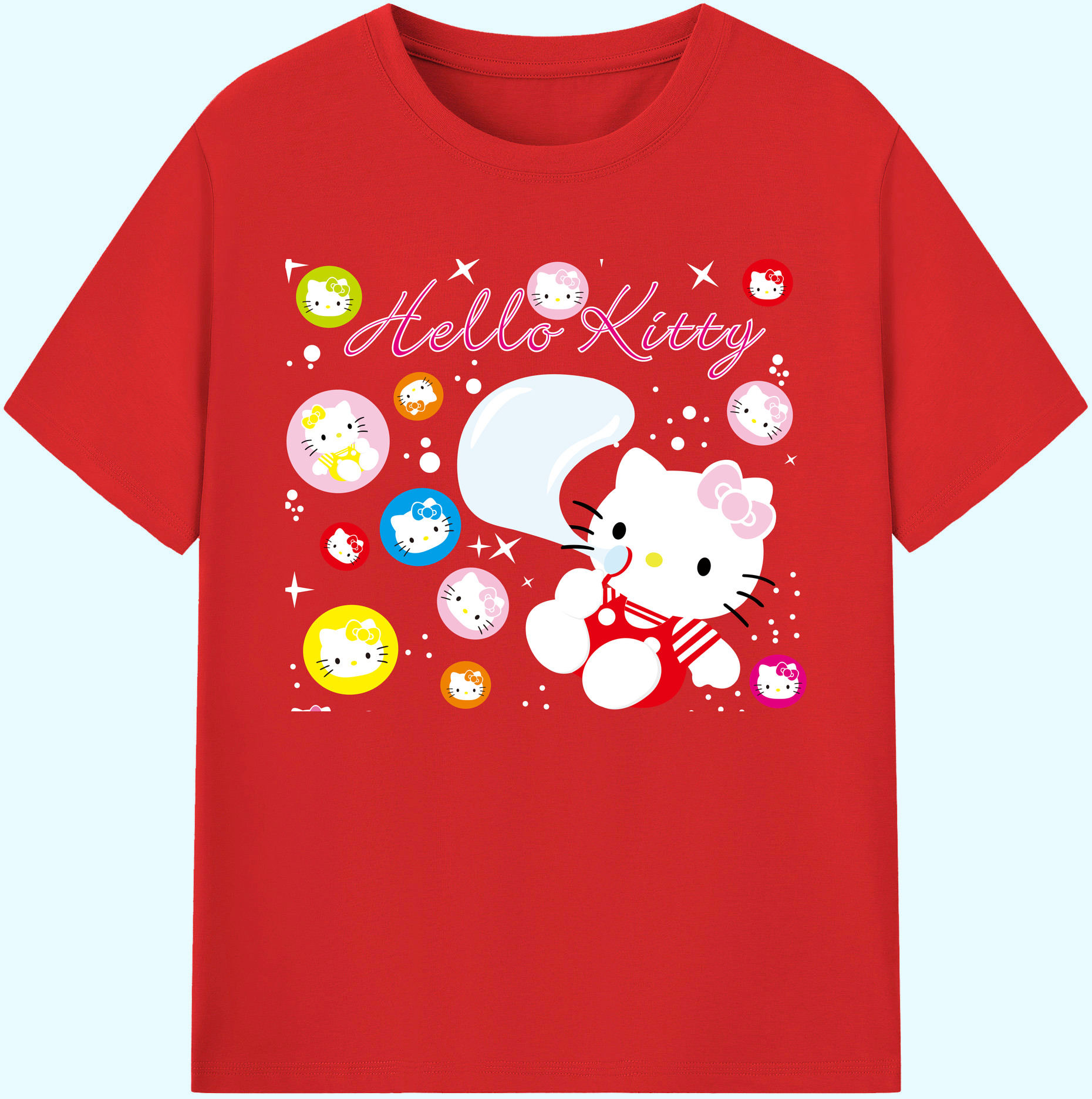 （画像用） Hello Kitty ハローキティ 綿100％ メンズ半袖Tシャツ｜肌触りやわらか＆通気性