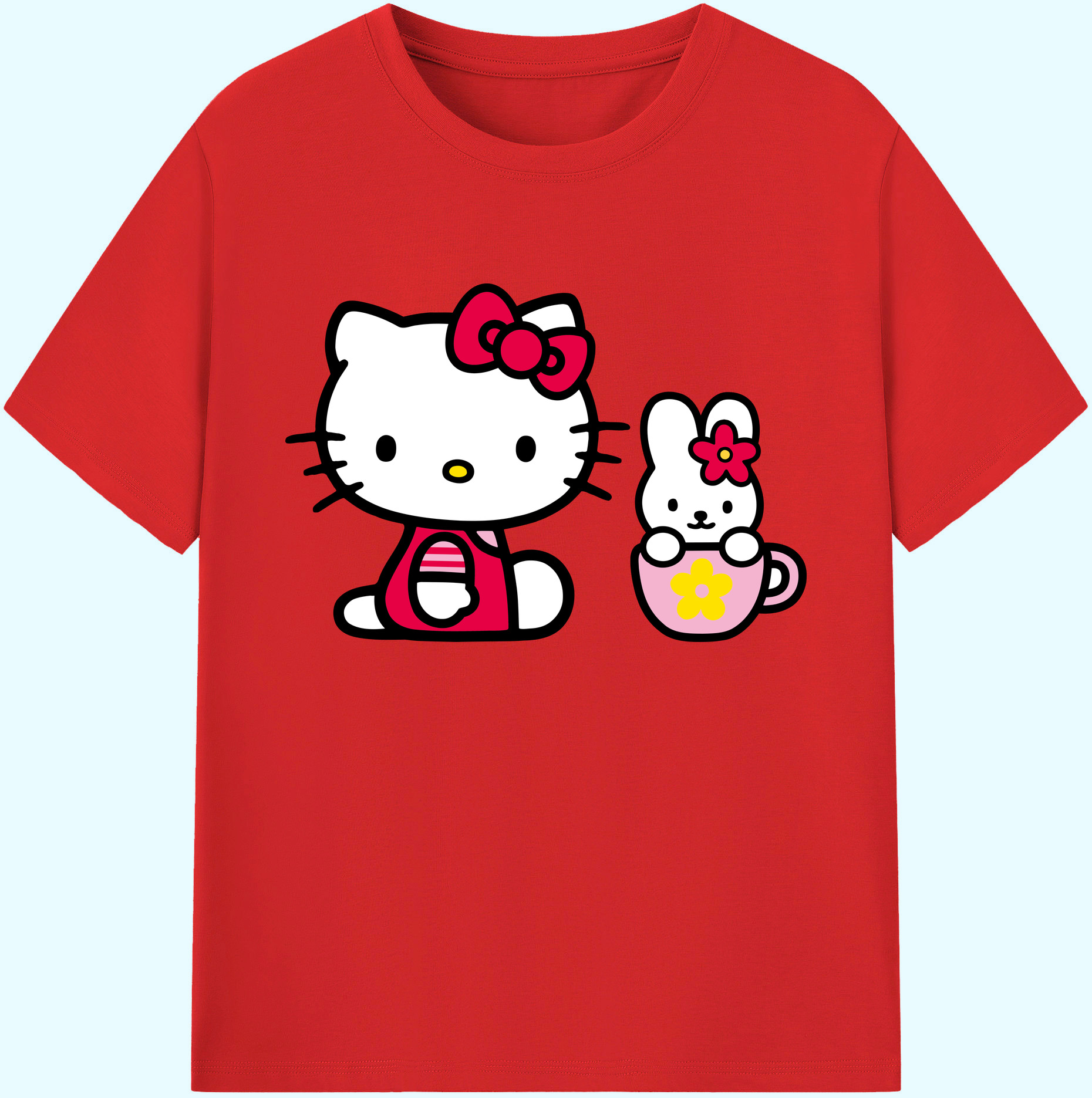 （画像用） Hello Kitty ハローキティ 綿100％ メンズ半袖Tシャツ｜肌触りやわらか＆通気性