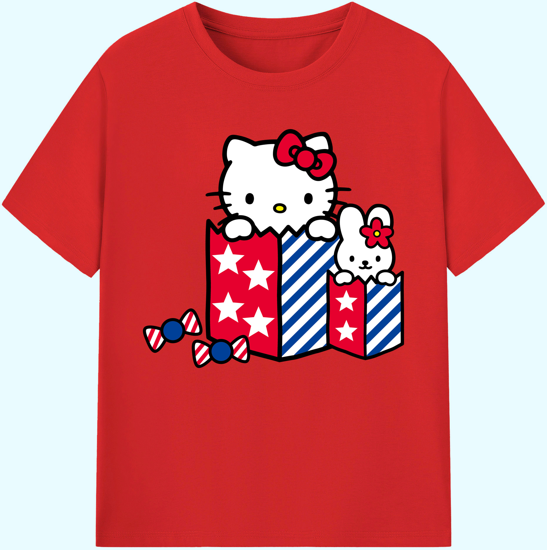 （画像用） Hello Kitty ハローキティ 綿100％ メンズ半袖Tシャツ｜肌触りやわらか＆通気性