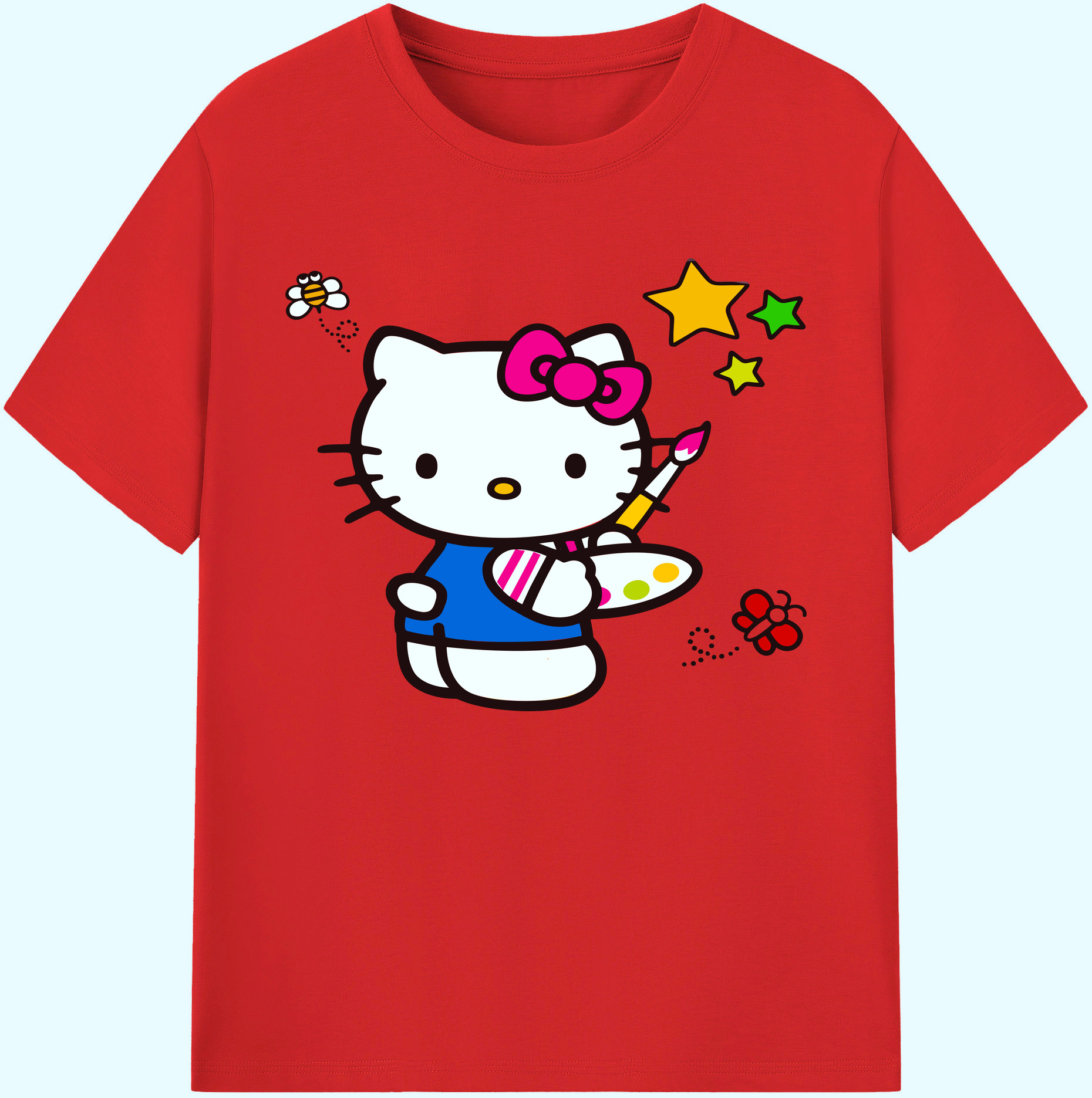 （画像用） Hello Kitty ハローキティ 綿100％ メンズ半袖Tシャツ｜肌触りやわらか＆通気性