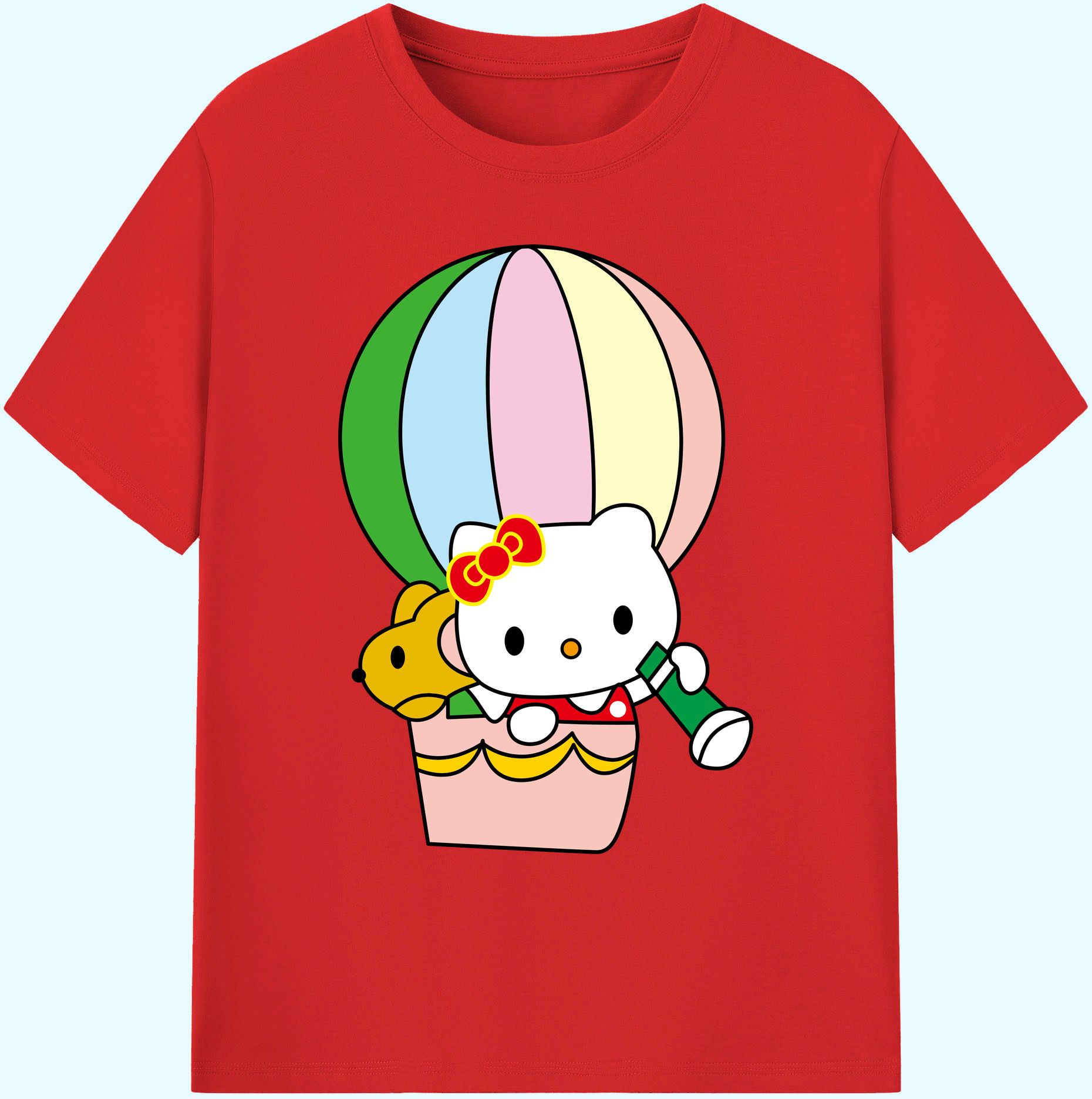（画像用） Hello Kitty ハローキティ 綿100％ メンズ半袖Tシャツ｜肌触りやわらか＆通気性