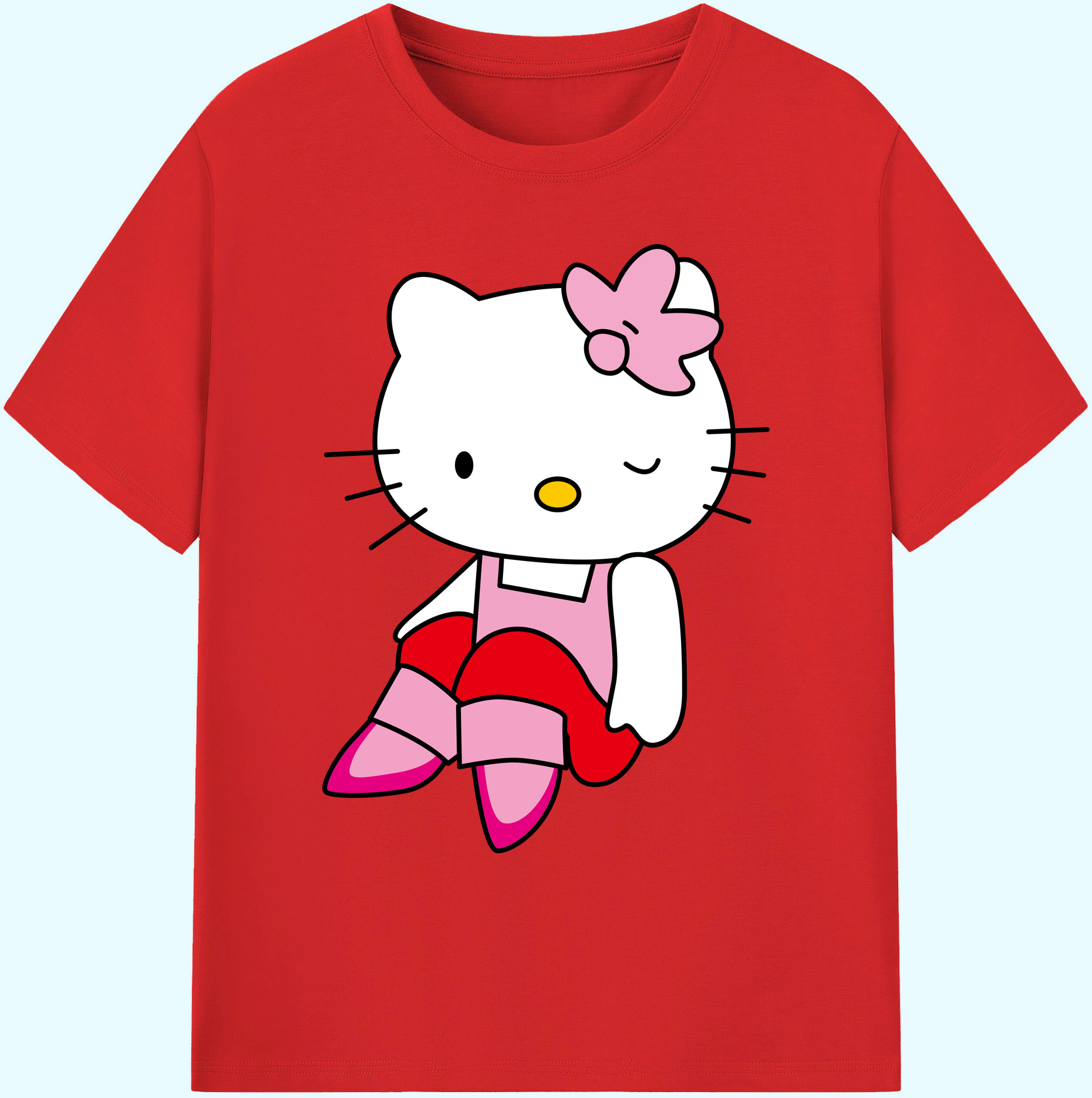 （画像用） Hello Kitty ハローキティ 綿100％ メンズ半袖Tシャツ｜肌触りやわらか＆通気性