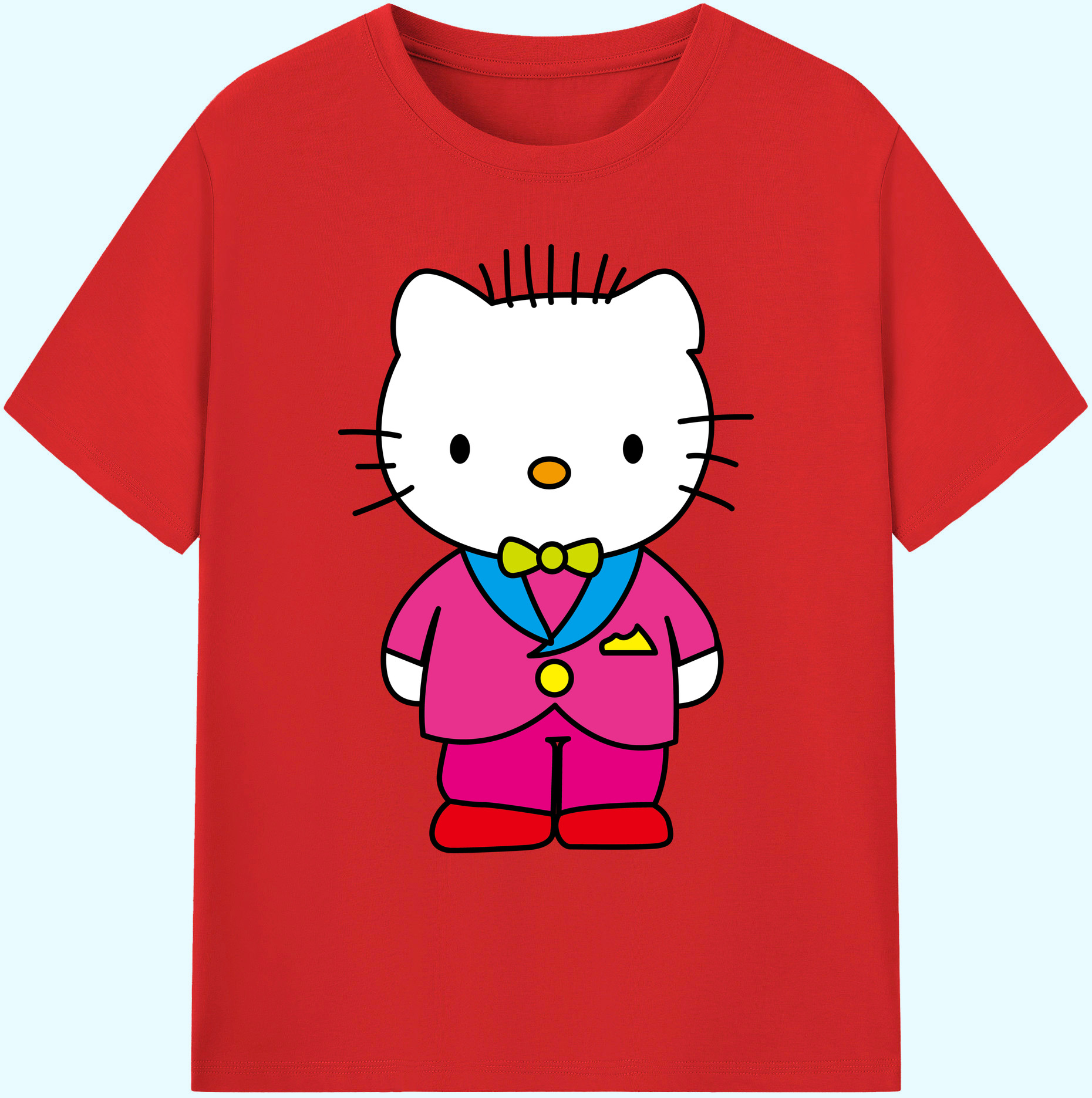 （画像用） Hello Kitty ハローキティ 綿100％ メンズ半袖Tシャツ｜肌触りやわらか＆通気性