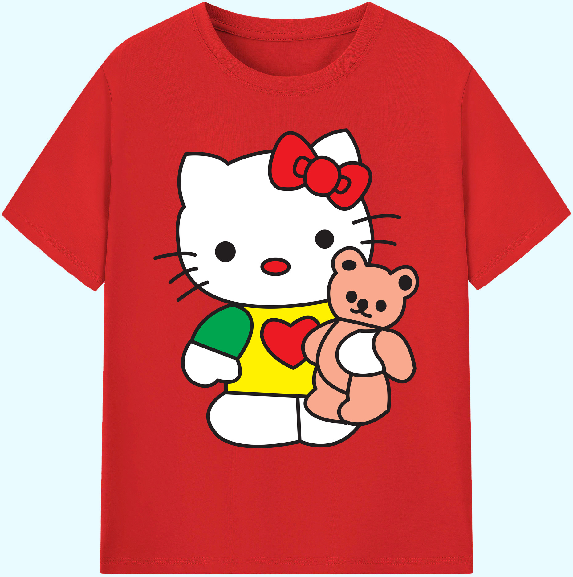 （画像用） Hello Kitty ハローキティ 綿100％ メンズ半袖Tシャツ｜肌触りやわらか＆通気性