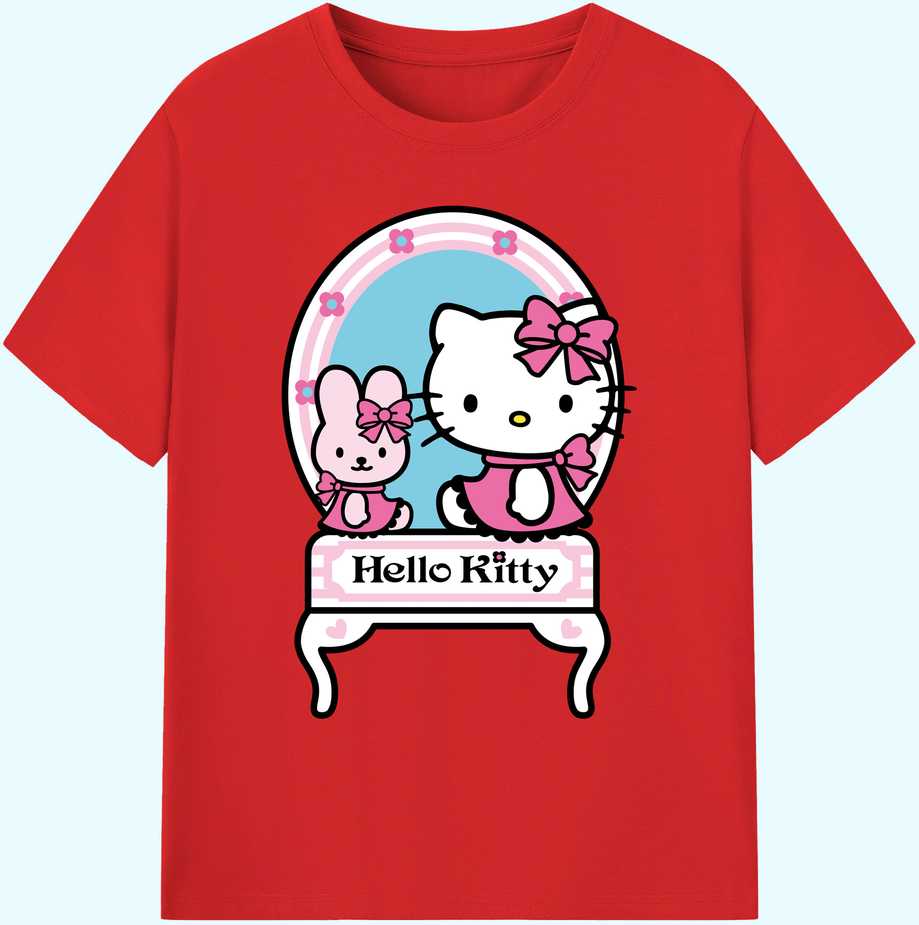 （画像用） Hello Kitty ハローキティ 綿100％ メンズ半袖Tシャツ｜肌触りやわらか＆通気性