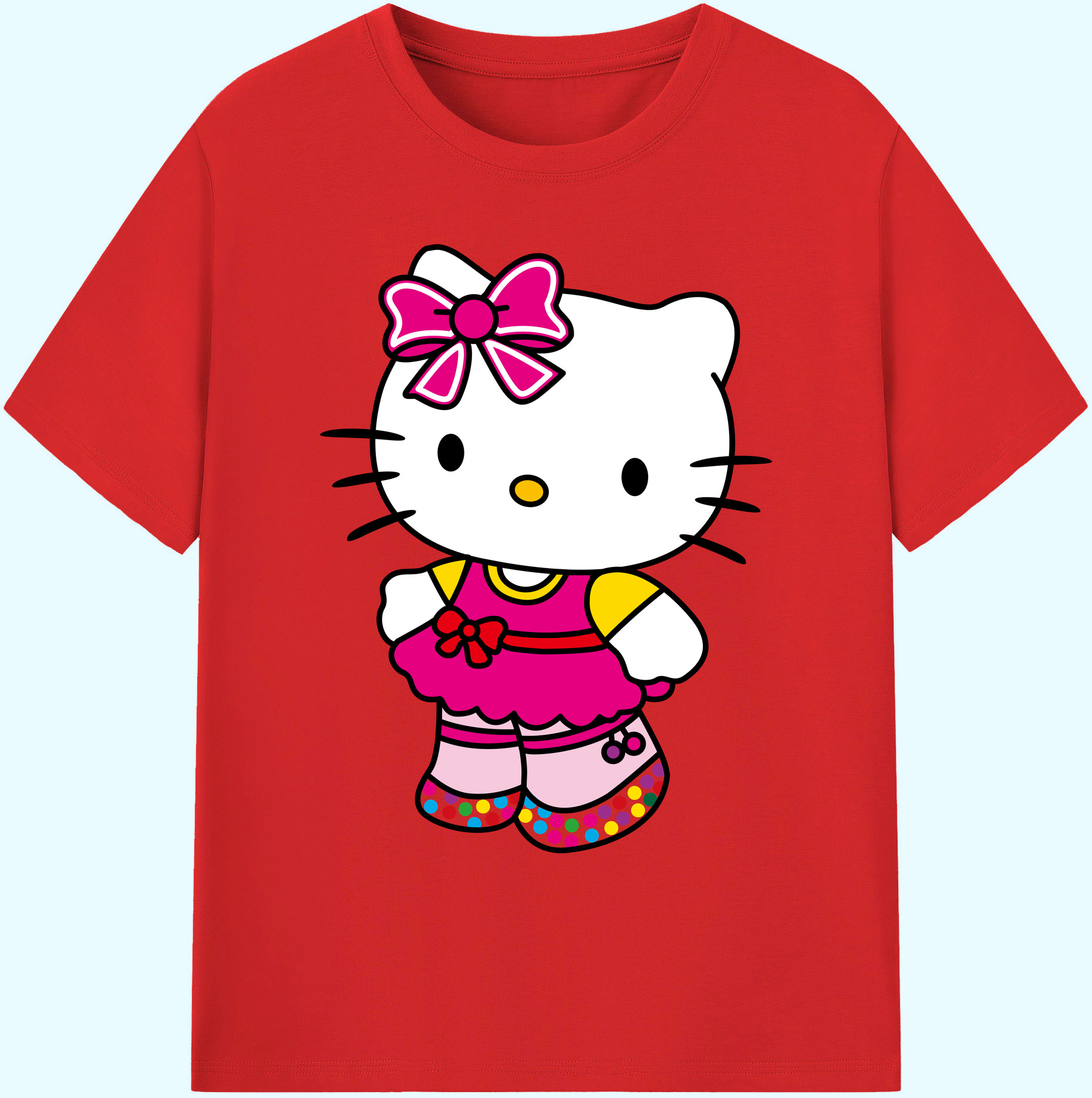 （画像用） Hello Kitty ハローキティ 綿100％ メンズ半袖Tシャツ｜肌触りやわらか＆通気性