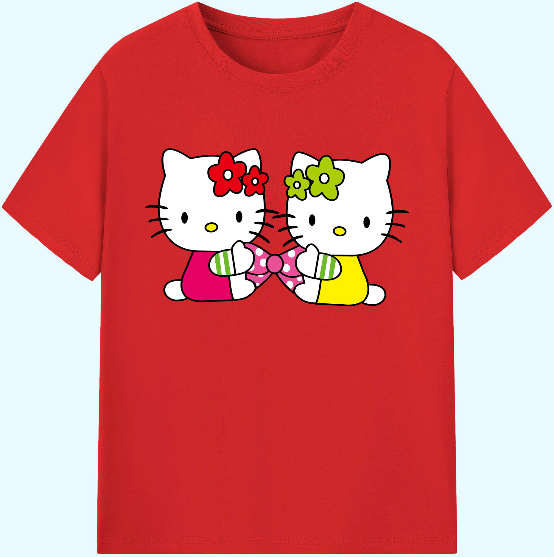 （画像用） Hello Kitty ハローキティ 綿100％ メンズ半袖Tシャツ｜肌触りやわらか＆通気性