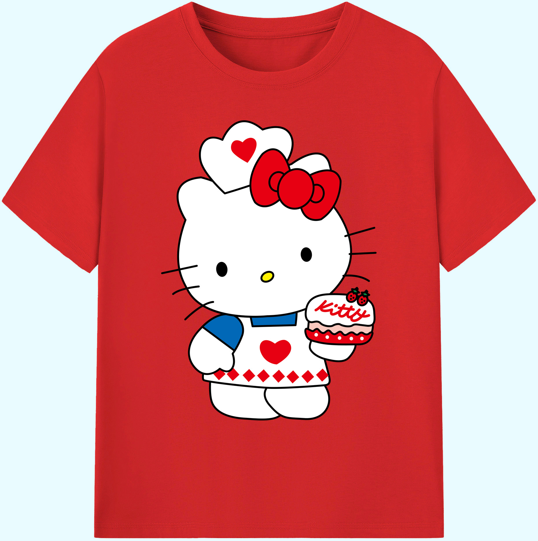 （画像用） Hello Kitty ハローキティ 綿100％ メンズ半袖Tシャツ｜肌触りやわらか＆通気性