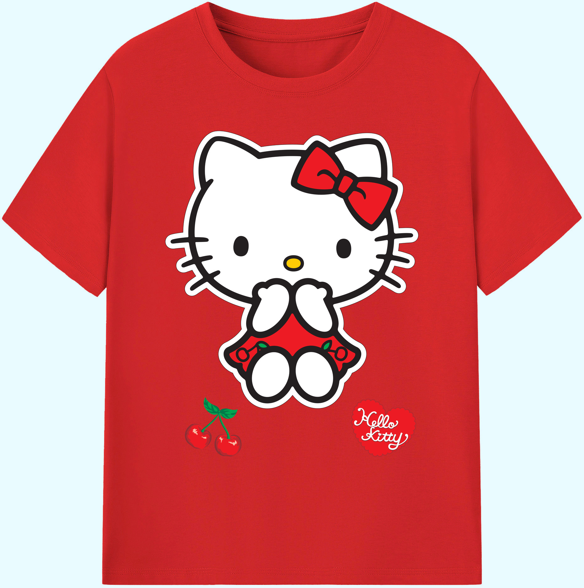 （画像用） Hello Kitty ハローキティ 綿100％ メンズ半袖Tシャツ｜肌触りやわらか＆通気性