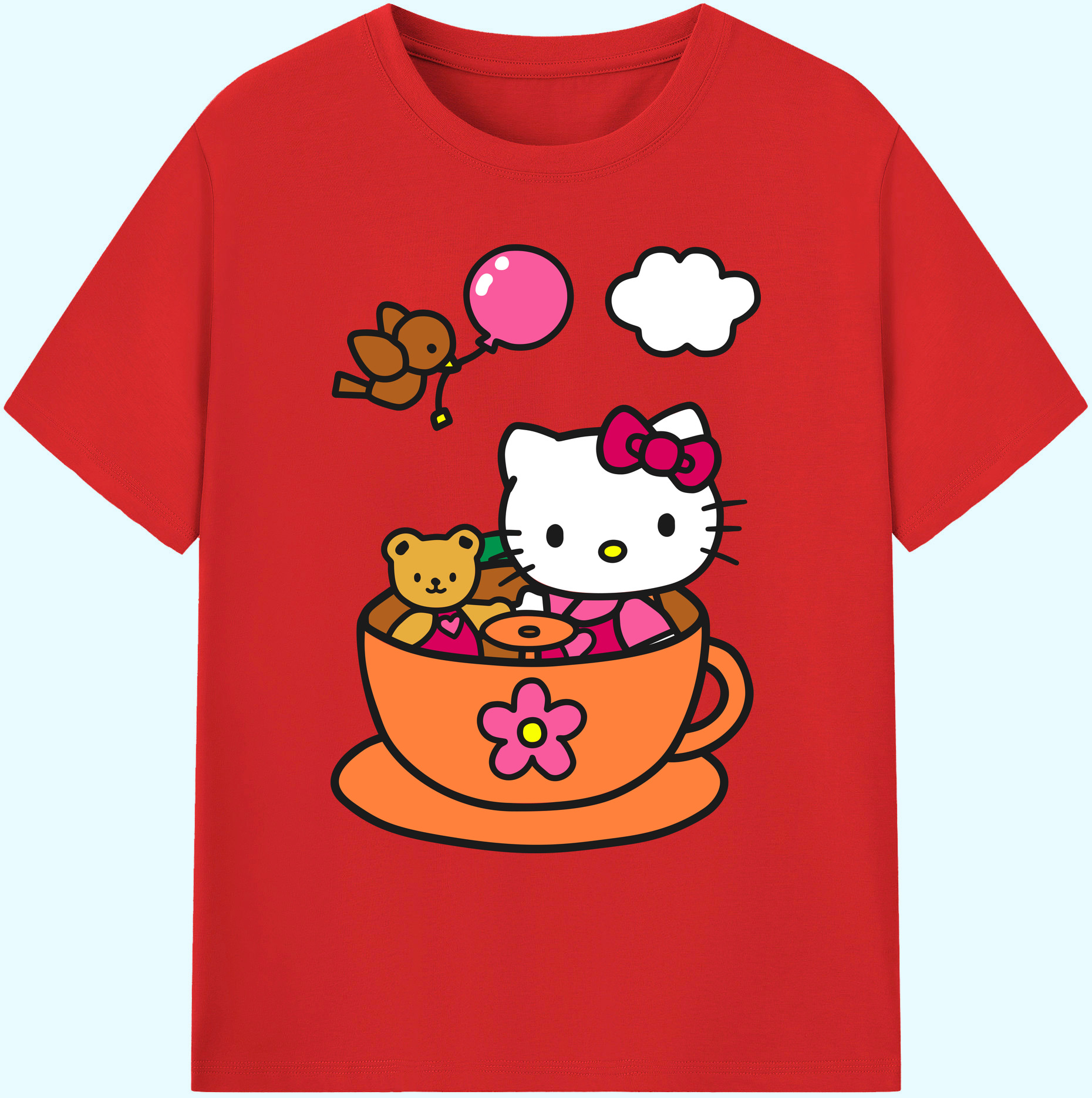 （画像用） Hello Kitty ハローキティ 綿100％ メンズ半袖Tシャツ｜肌触りやわらか＆通気性