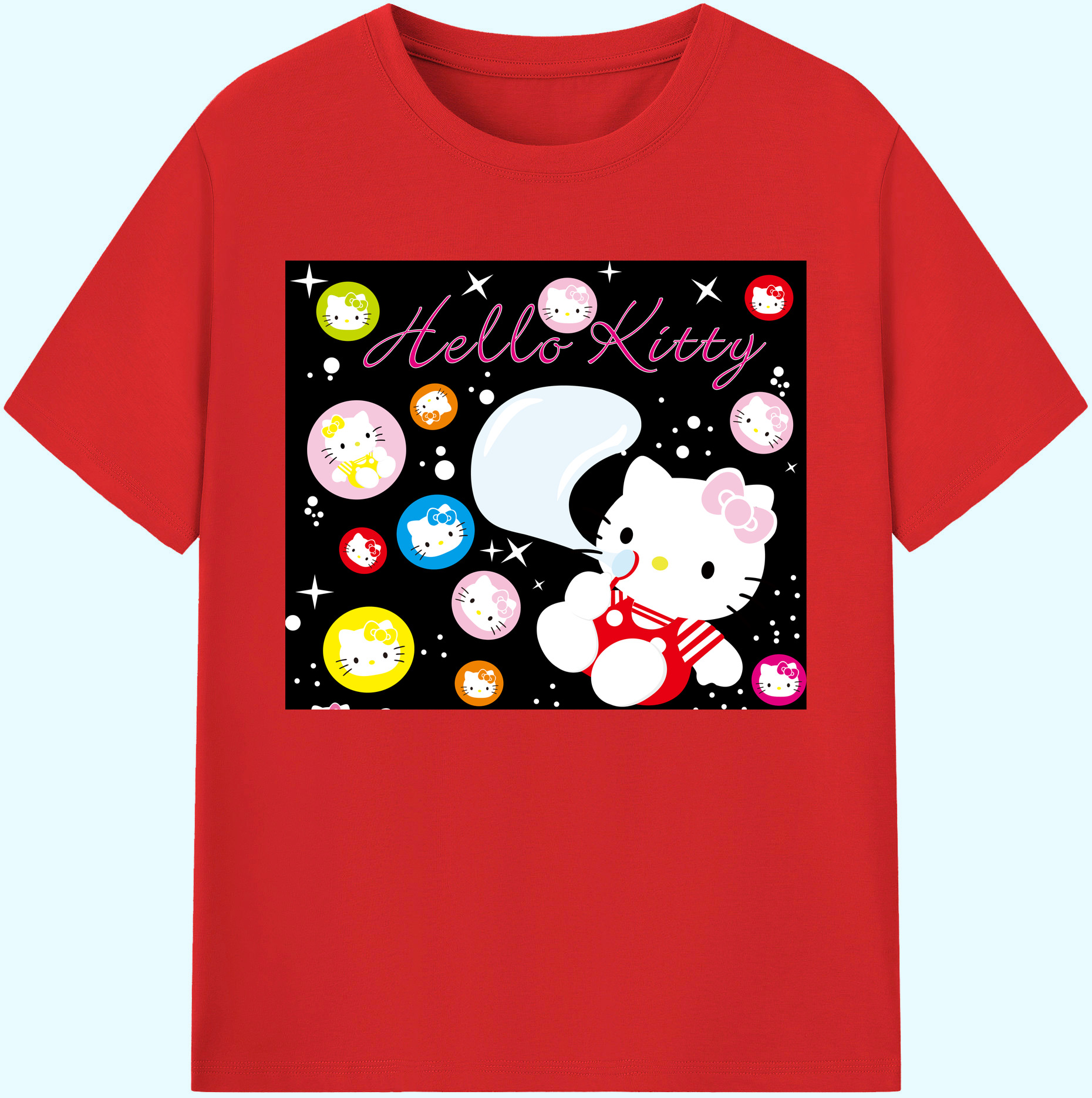 （画像用） Hello Kitty ハローキティ 綿100％ メンズ半袖Tシャツ｜肌触りやわらか＆通気性