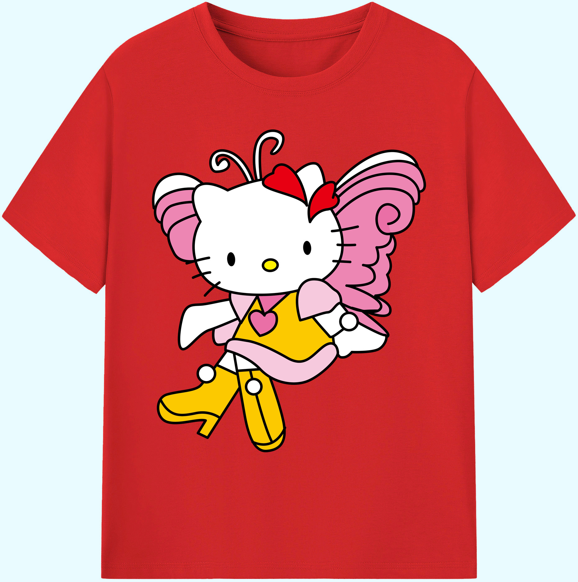 （画像用） Hello Kitty ハローキティ 綿100％ メンズ半袖Tシャツ｜肌触りやわらか＆通気性