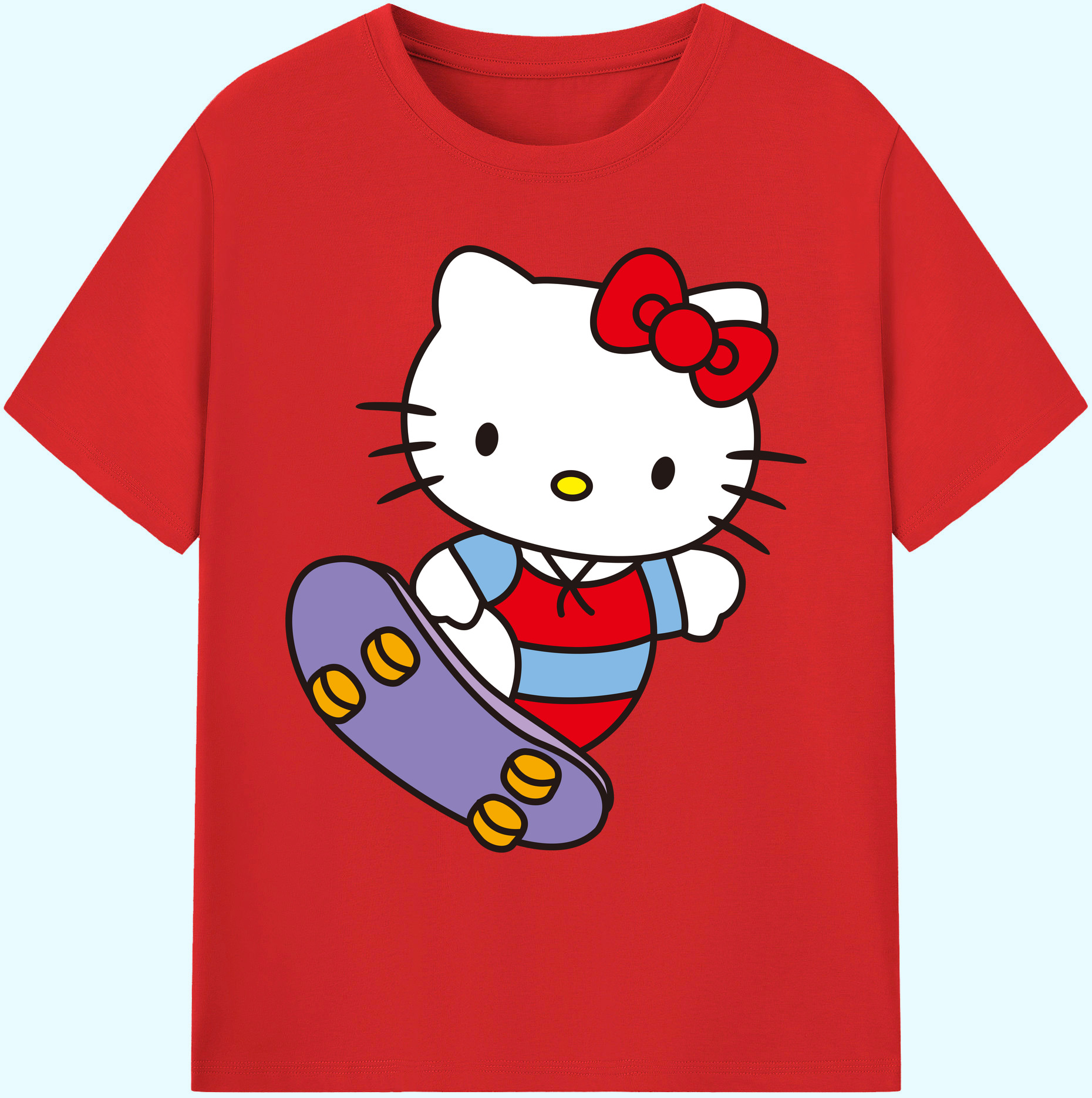 （画像用） Hello Kitty ハローキティ 綿100％ メンズ半袖Tシャツ｜肌触りやわらか＆通気性