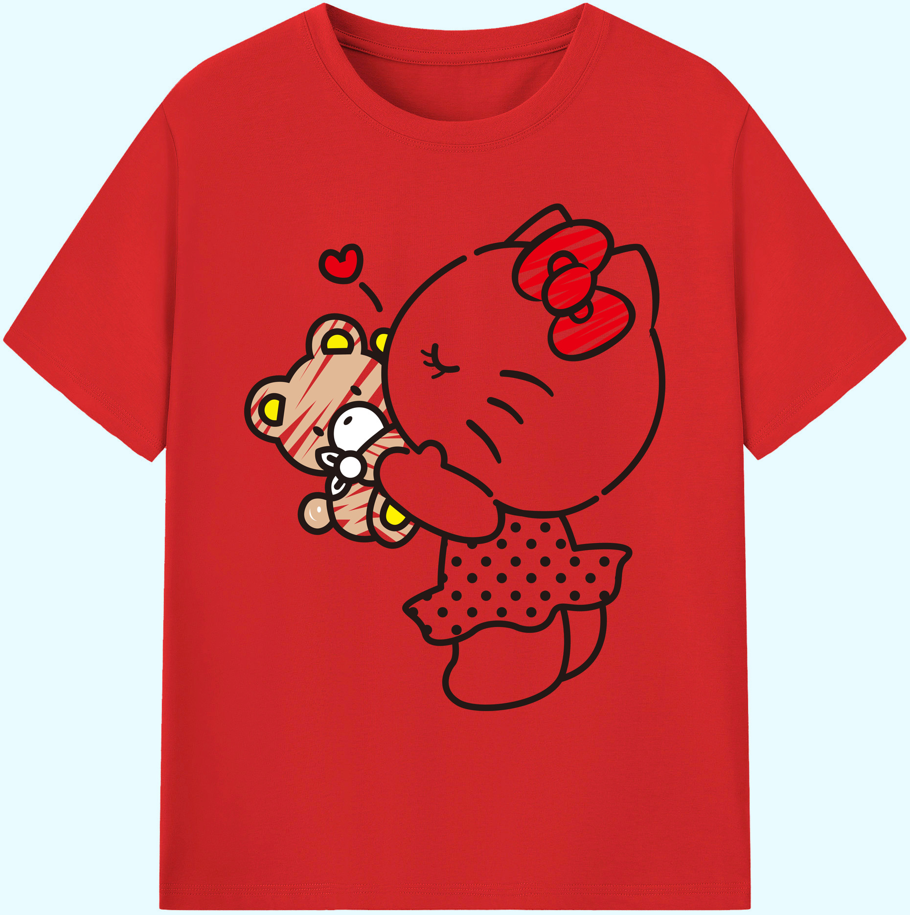 （画像用） Hello Kitty ハローキティ 綿100％ メンズ半袖Tシャツ｜肌触りやわらか＆通気性