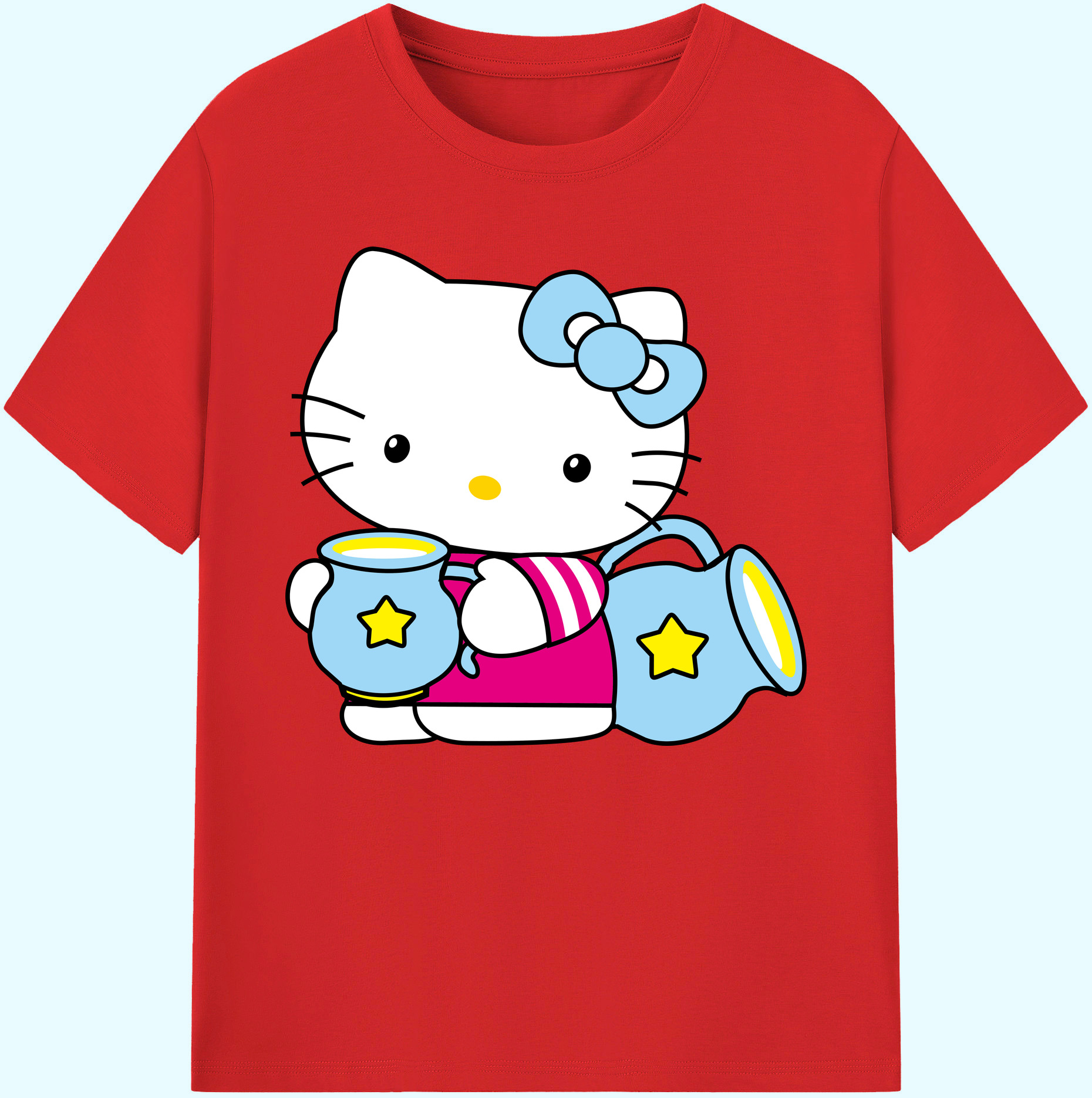（画像用） Hello Kitty ハローキティ 綿100％ メンズ半袖Tシャツ｜肌触りやわらか＆通気性