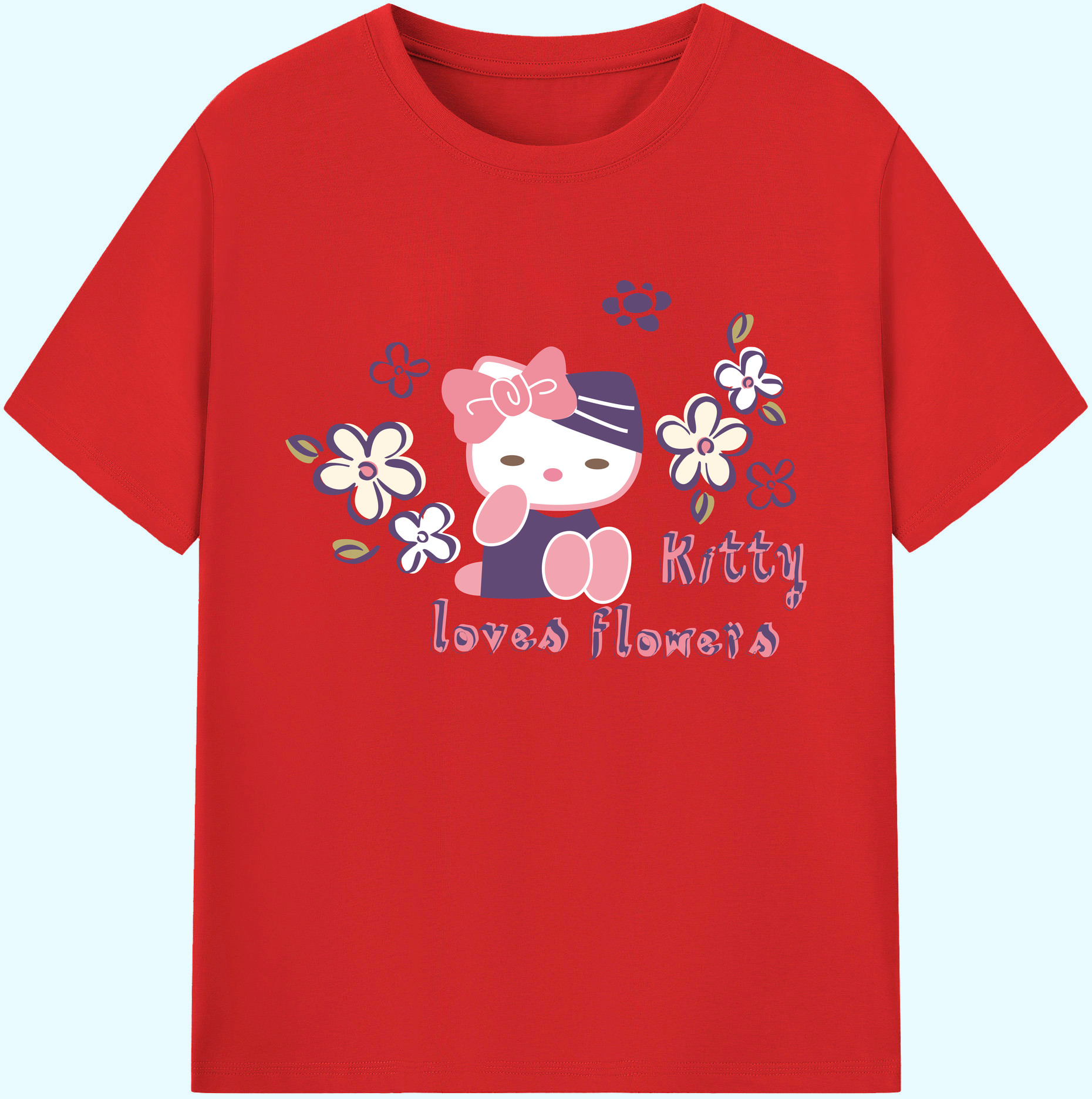 （画像用） Hello Kitty ハローキティ 綿100％ メンズ半袖Tシャツ｜肌触りやわらか＆通気性